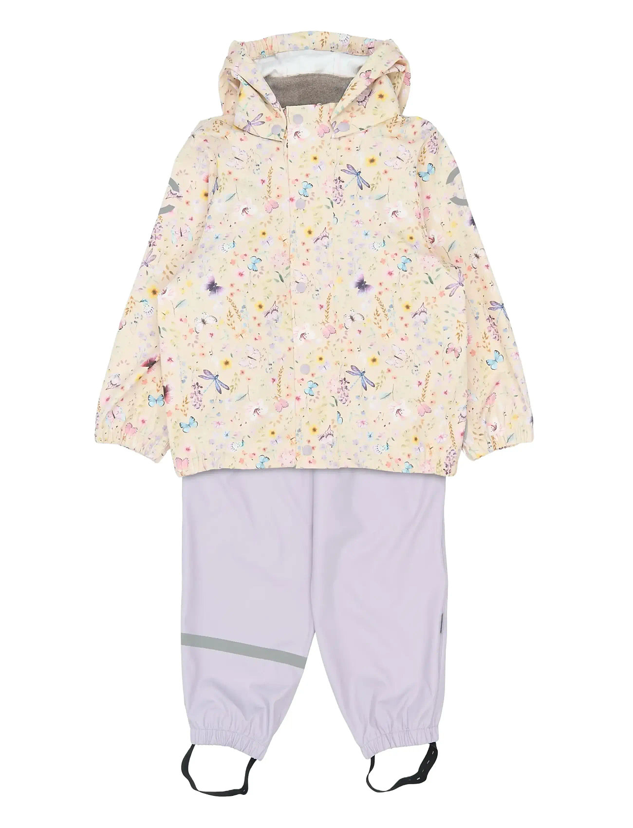 MIKK-LINE Pu Regen Set Aop W. Susp/104 Cream - 134 - Kinder