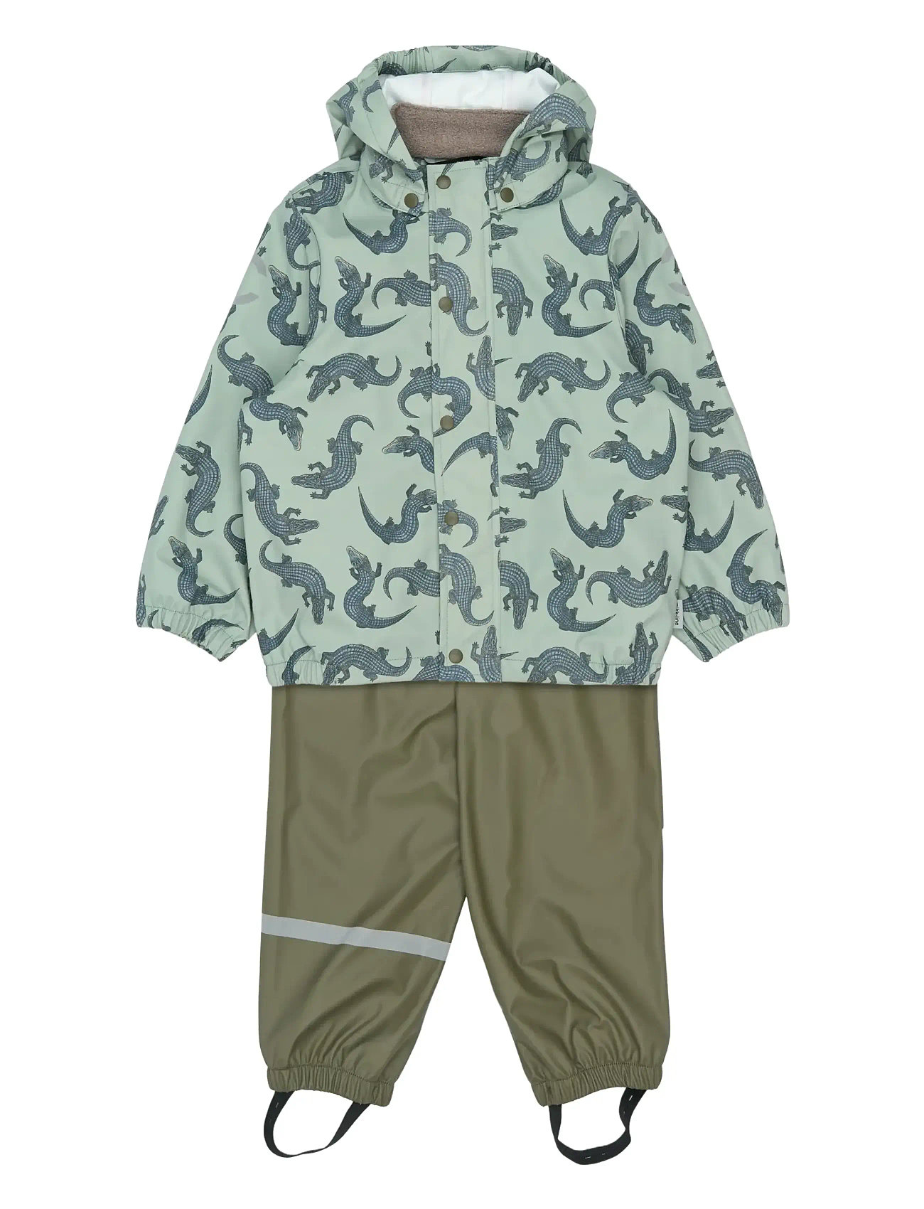 MIKK-LINE Pu Regen Set Aop W. Susp/104 Khaki - 134 - Kinder