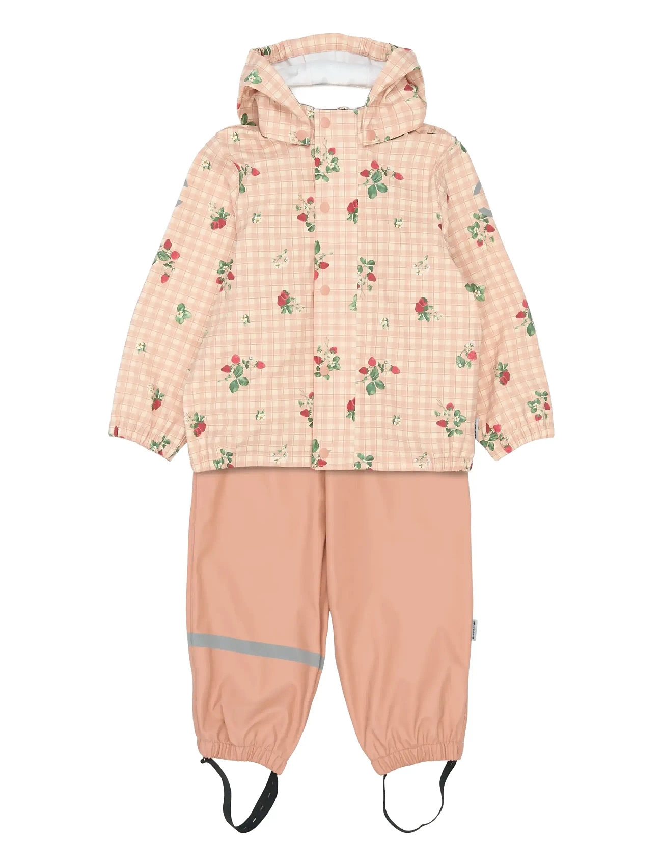 MIKK-LINE Pu Regen Set Aop W. Susp/104 Pink - 134 - Kinder