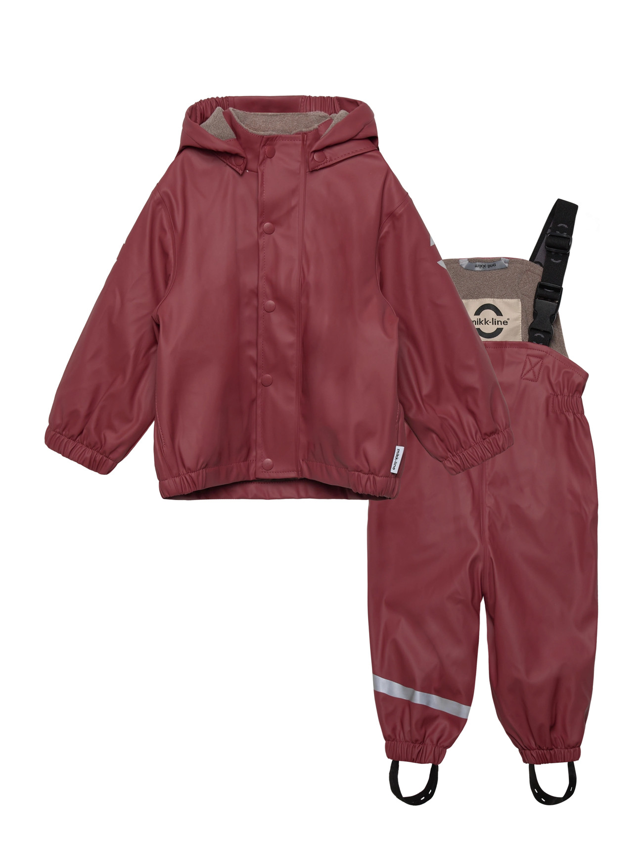 MIKK-LINE Pu Regen Set W. Fleece/Susp. 104 Rec Burgundy - 74 - Kinder