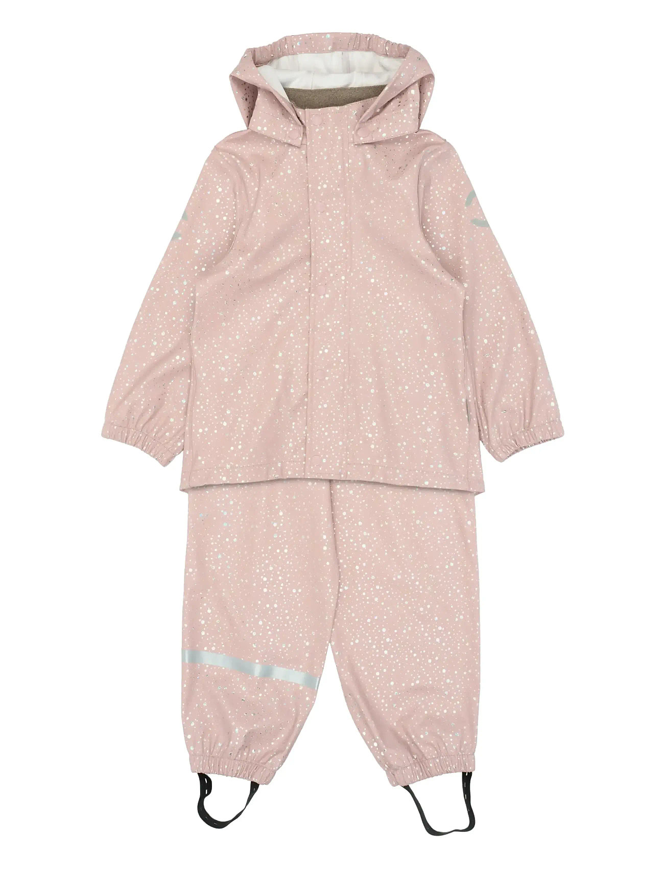 MIKK-LINE Pu Glitter Regen Set W. Susp/104 Pink - 74 - Kinder