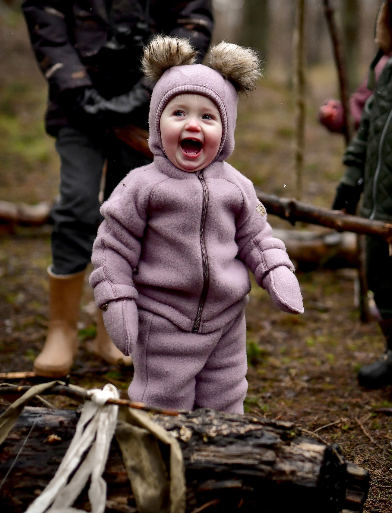 mikk-line Wool Fullface W. Pom Pom, 62/68, Pink, Hovedbeklædning > Balaclava, Børn