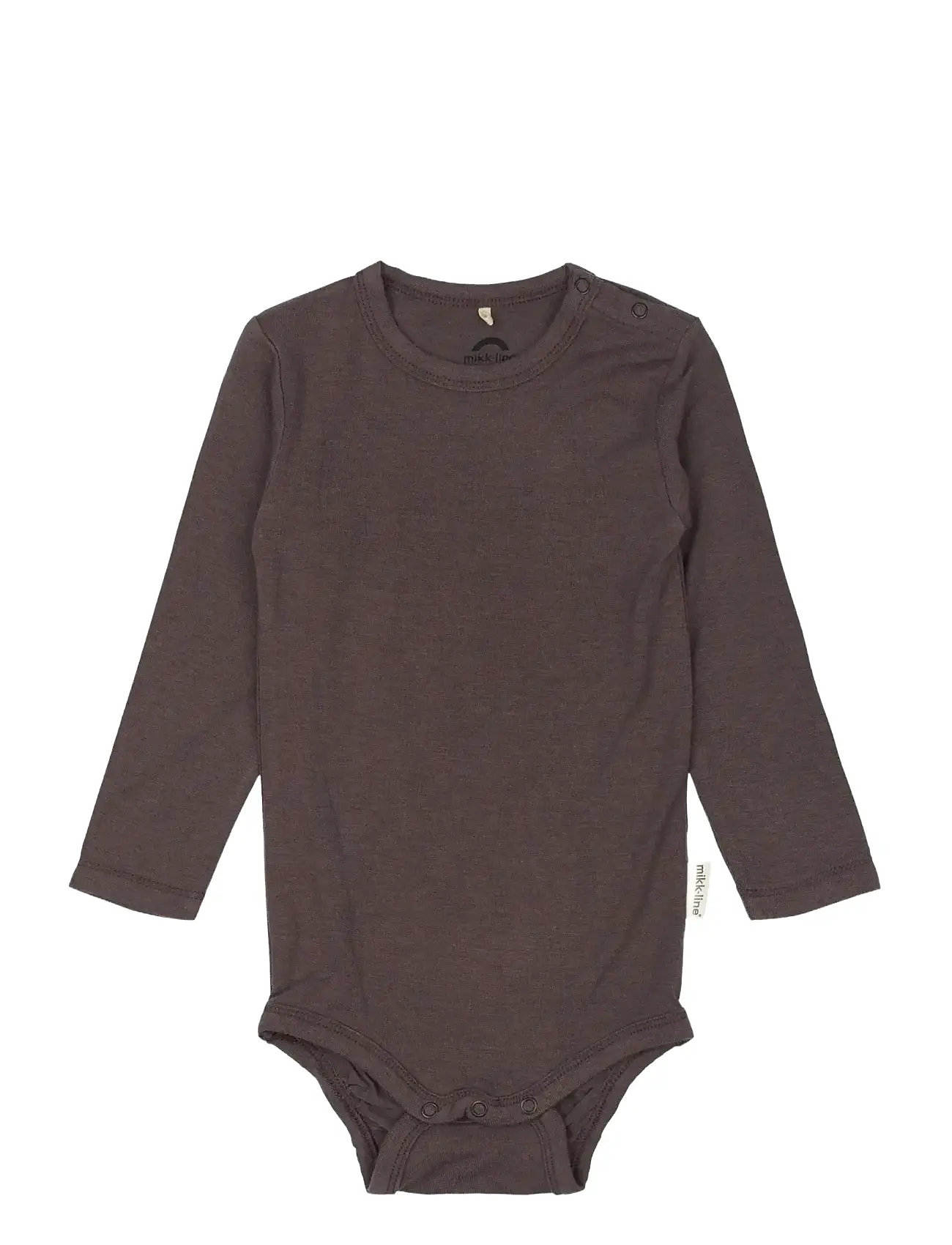 mikk-line Wool/Bamboo Ls Body, 74, Brown, Bodys > Langærmede, Børn