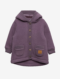 WOOL Cardigan w/hood+pockets - FLINT