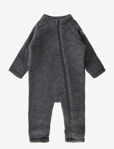 Wool Baby Suit - fleece overall - anthracite melange