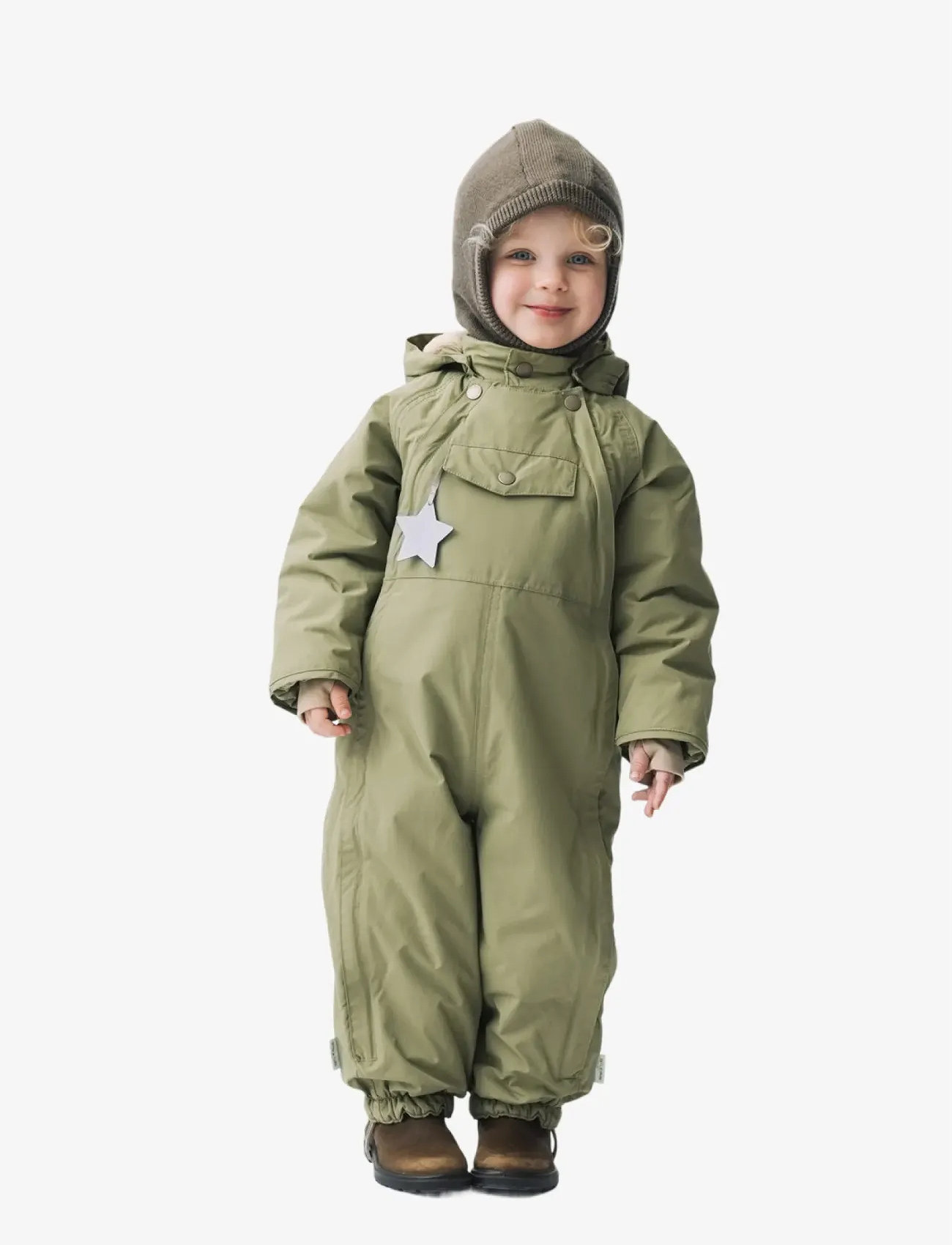 MINI A TURE Matwisti Fleece Lined Snowsuit. Grs, 74, Khaki green, Overalls > Overalls Og Sæt Til Sne-Ski, Børn