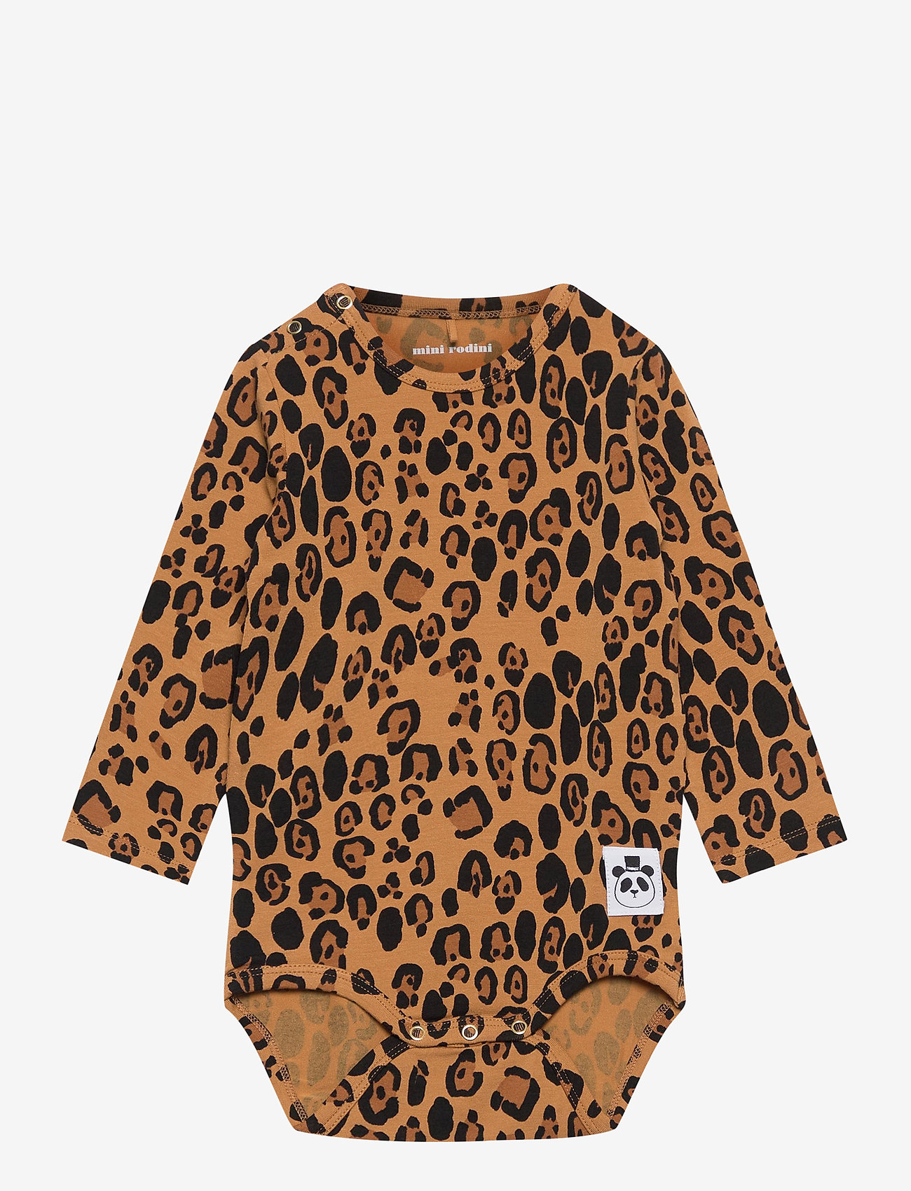 Mini Rodini - Basic leopard ls body - pattern long-sleeved bodies - beige - 0