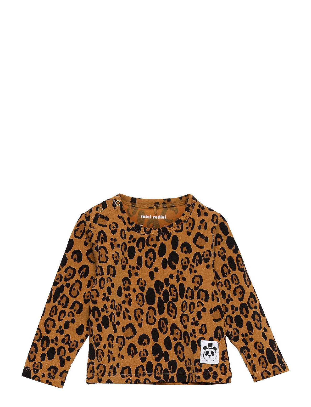 Basic Leopard Ls Tee Tencel™ Tops T-shirts Long-sleeved T-shirts Brown Mini Rodini