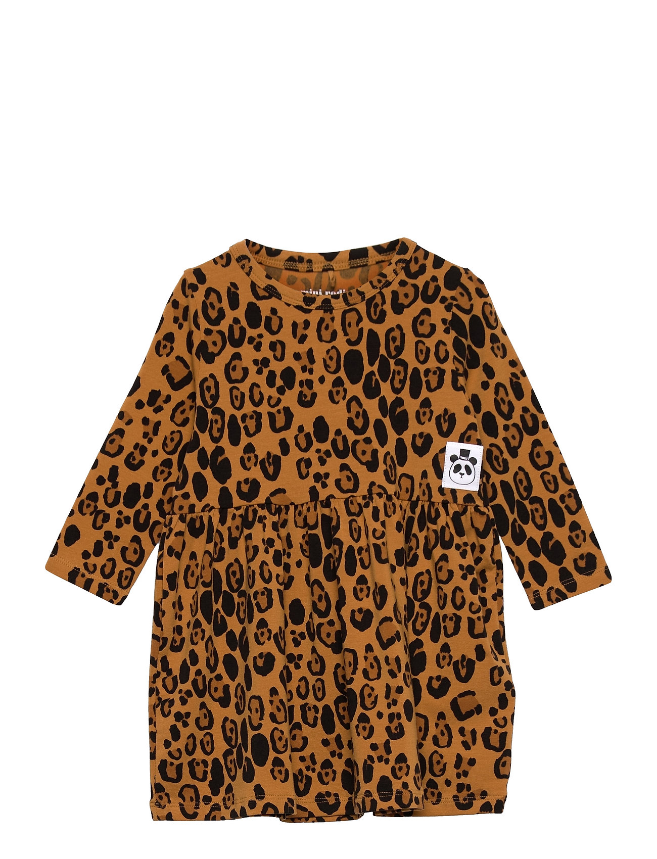 Basic Leopard Ls Dress Tencel™ Dresses & Skirts Dresses Casual Dresses Long-sleeved Casual Dresses Brown Mini Rodini