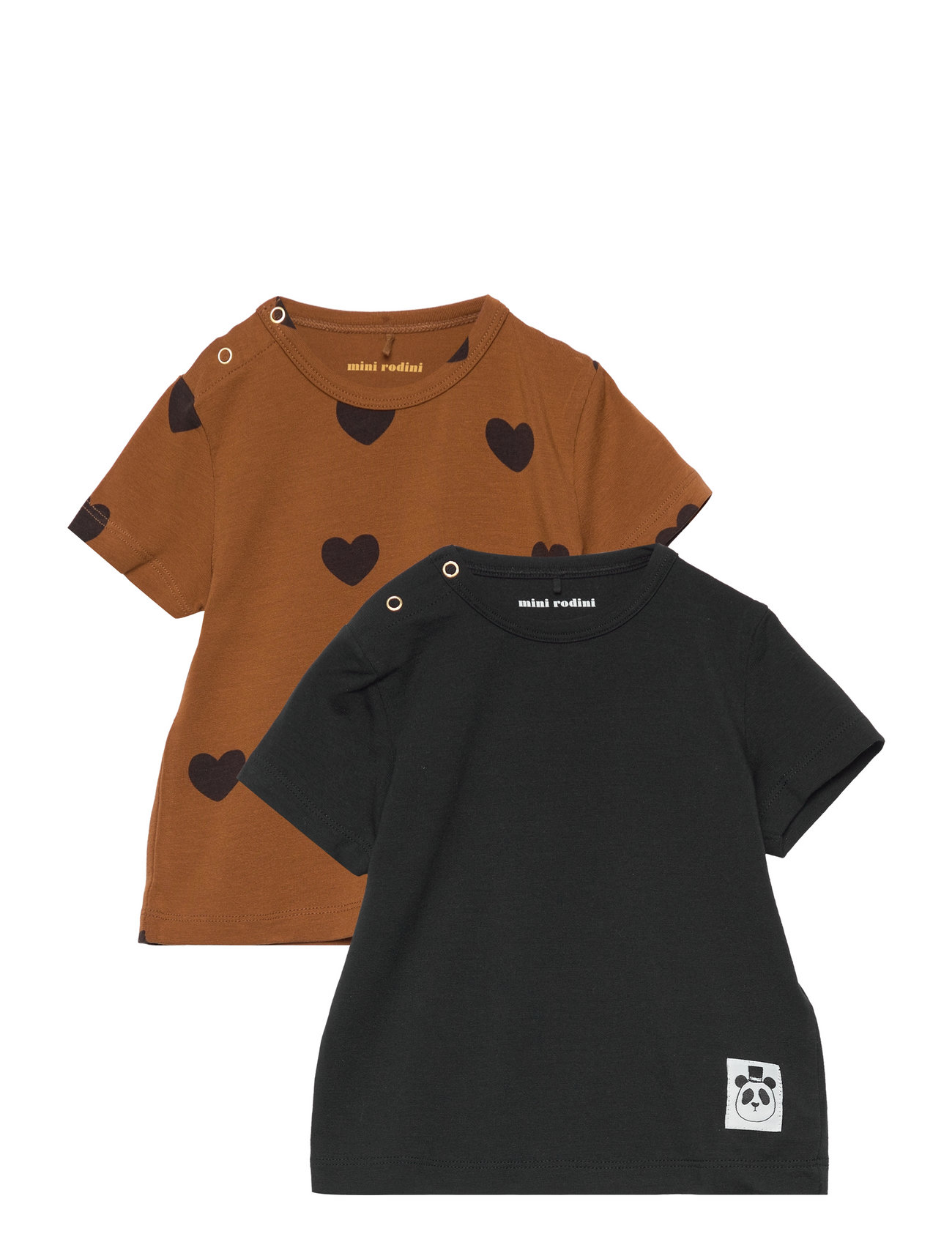 Basic Heart Ss Tee 2-Pack Tops T-shirts Short-sleeved Black Mini Rodini