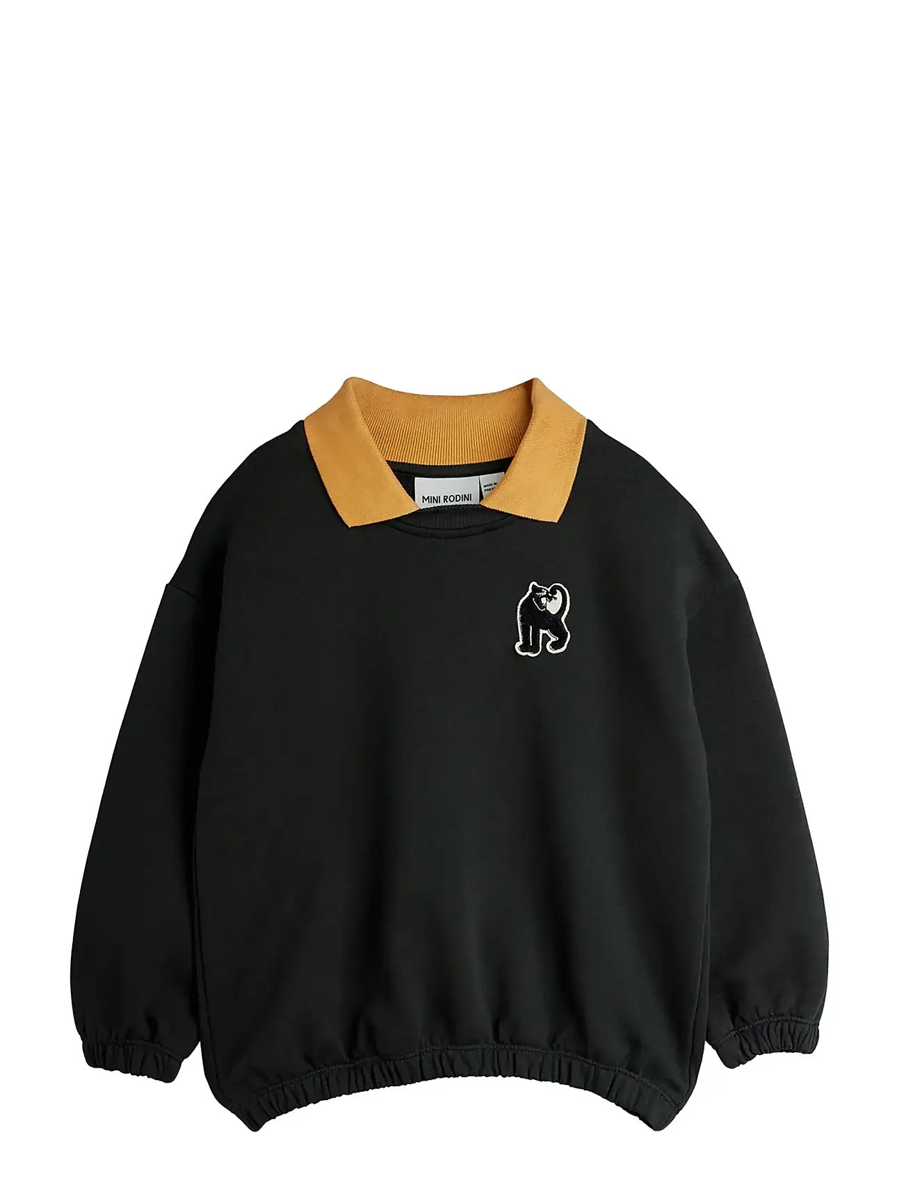 Mini Rodini Panther Patch Collar Sweatshirt, 92/98, Black, Sweatshirts & Hættetrøjer > Sweatshirts, Børn