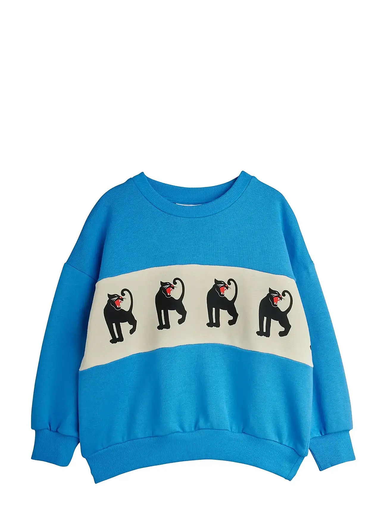 Mini Rodini Panther Panel Sweatshirt, 140/146, Blue, Sweatshirts & Hættetrøjer > Sweatshirts, Børn