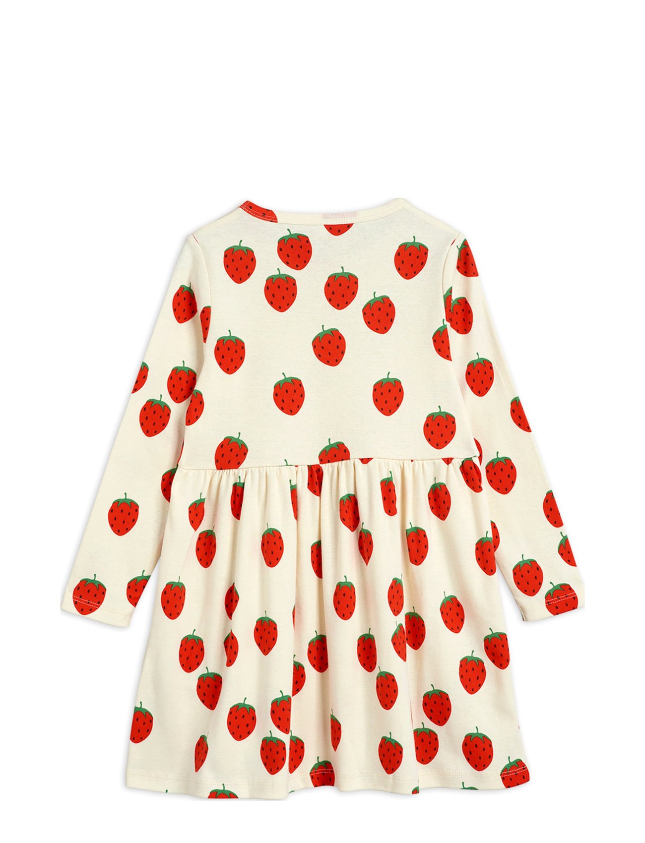 Strawberry Aop Ls Dress Kjole Creme Mini Rodini