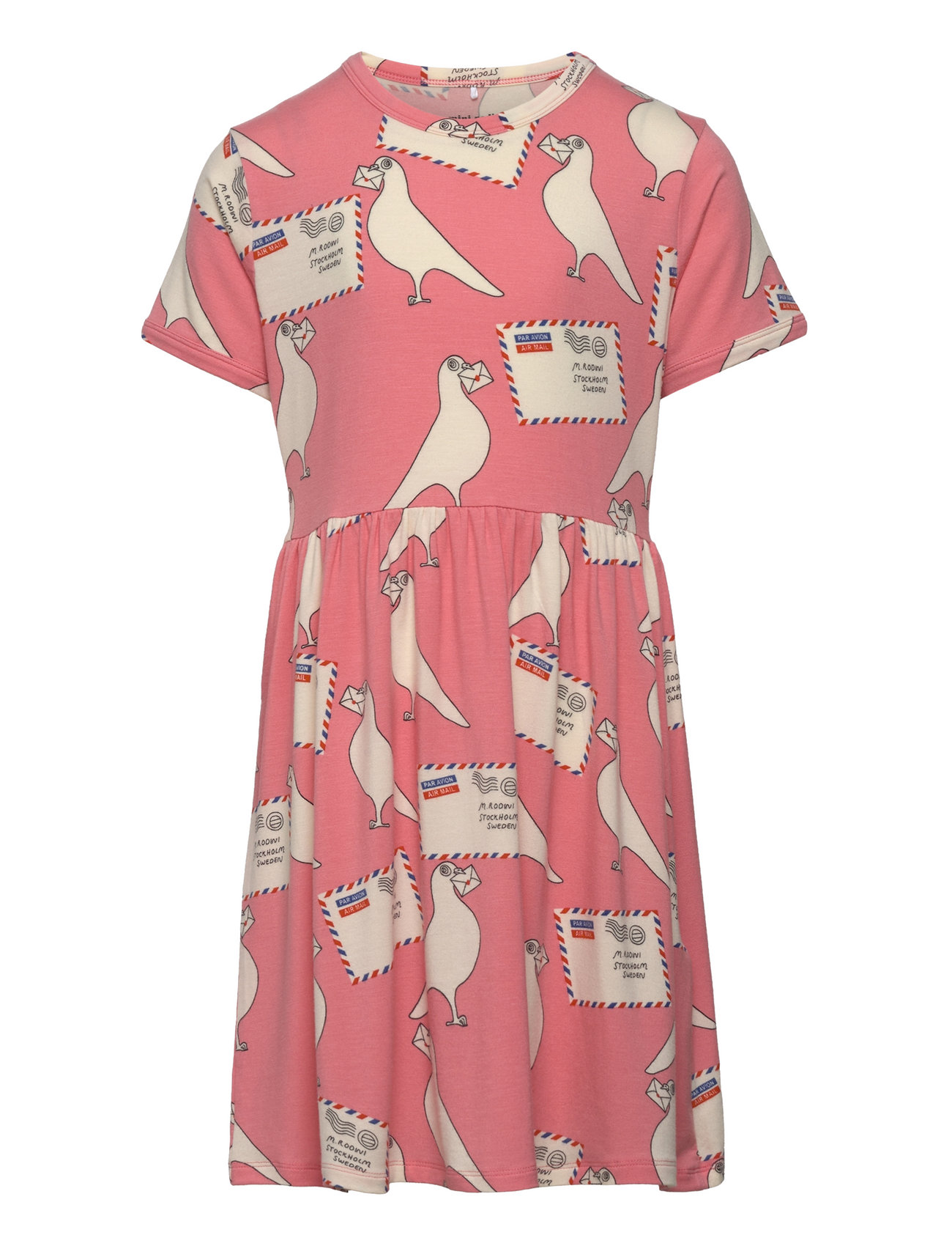 Pigeons Tencel Aop Ss Dress Dresses & Skirts Dresses Casual Dresses Short-sleeved Casual Dresses Pink Mini Rodini