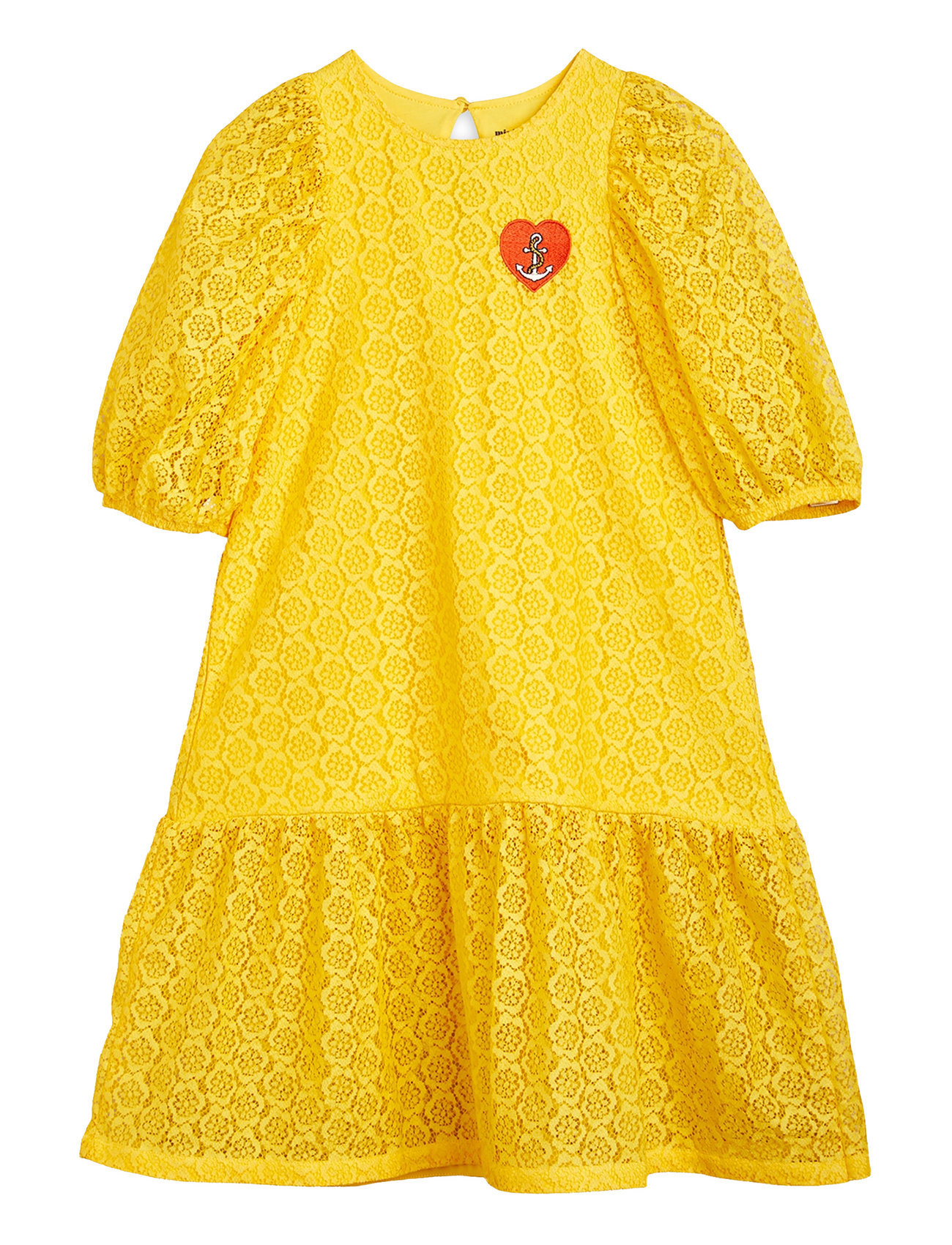 Lace Dress Dresses & Skirts Dresses Casual Dresses Short-sleeved Casual Dresses Yellow Mini Rodini