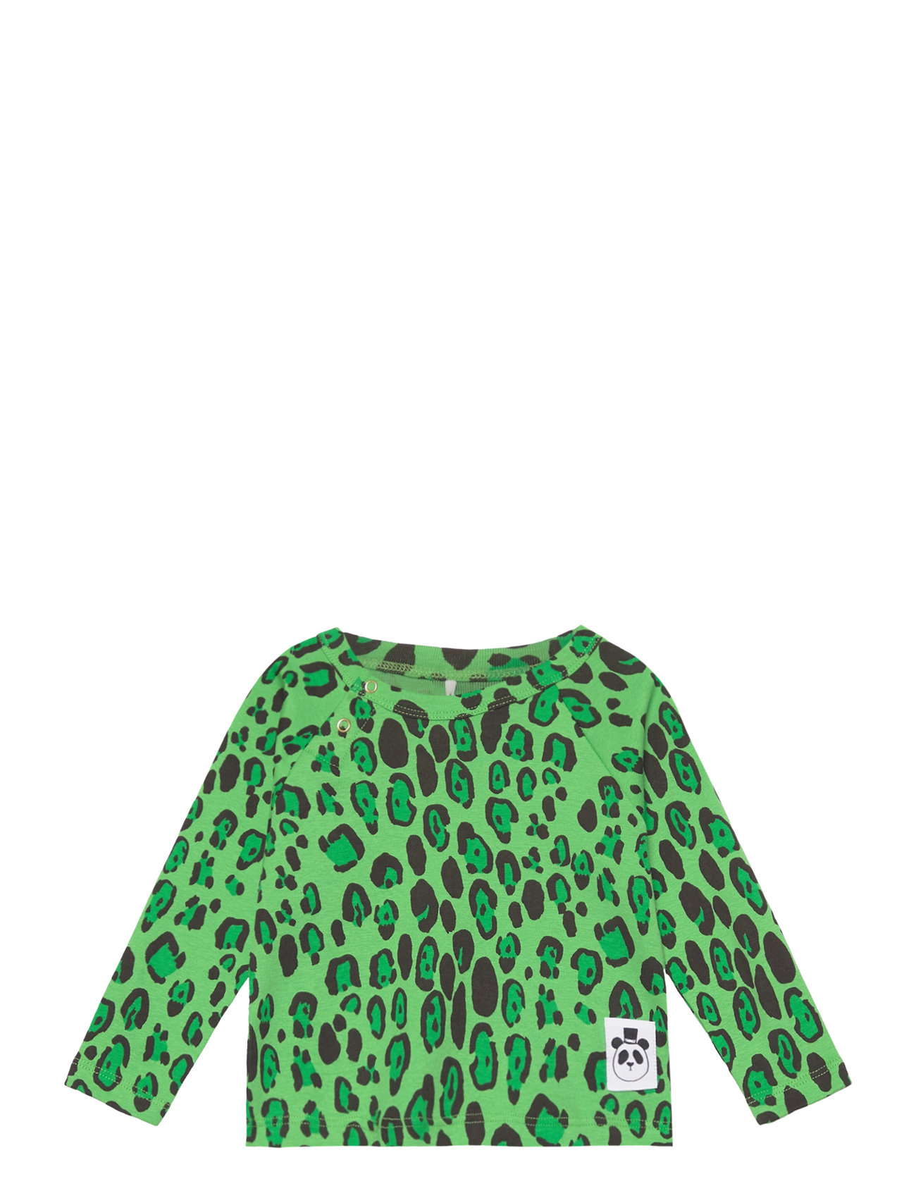 Leopard Raglan Ls Tee Tops T-shirts Long-sleeved T-shirts Green Mini Rodini