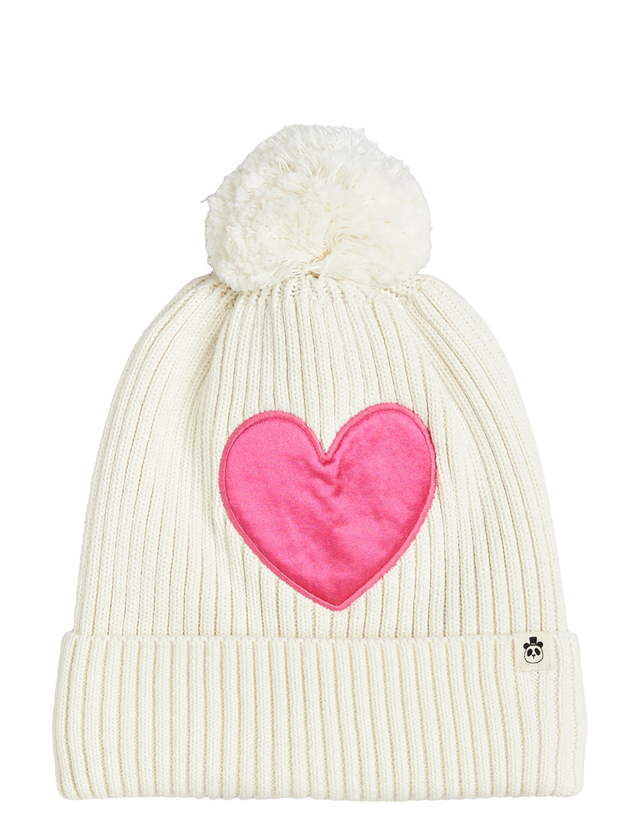 Hearts Knitted Pompom Hat Accessories Headwear Hats Winter Hats Cream Mini Rodini