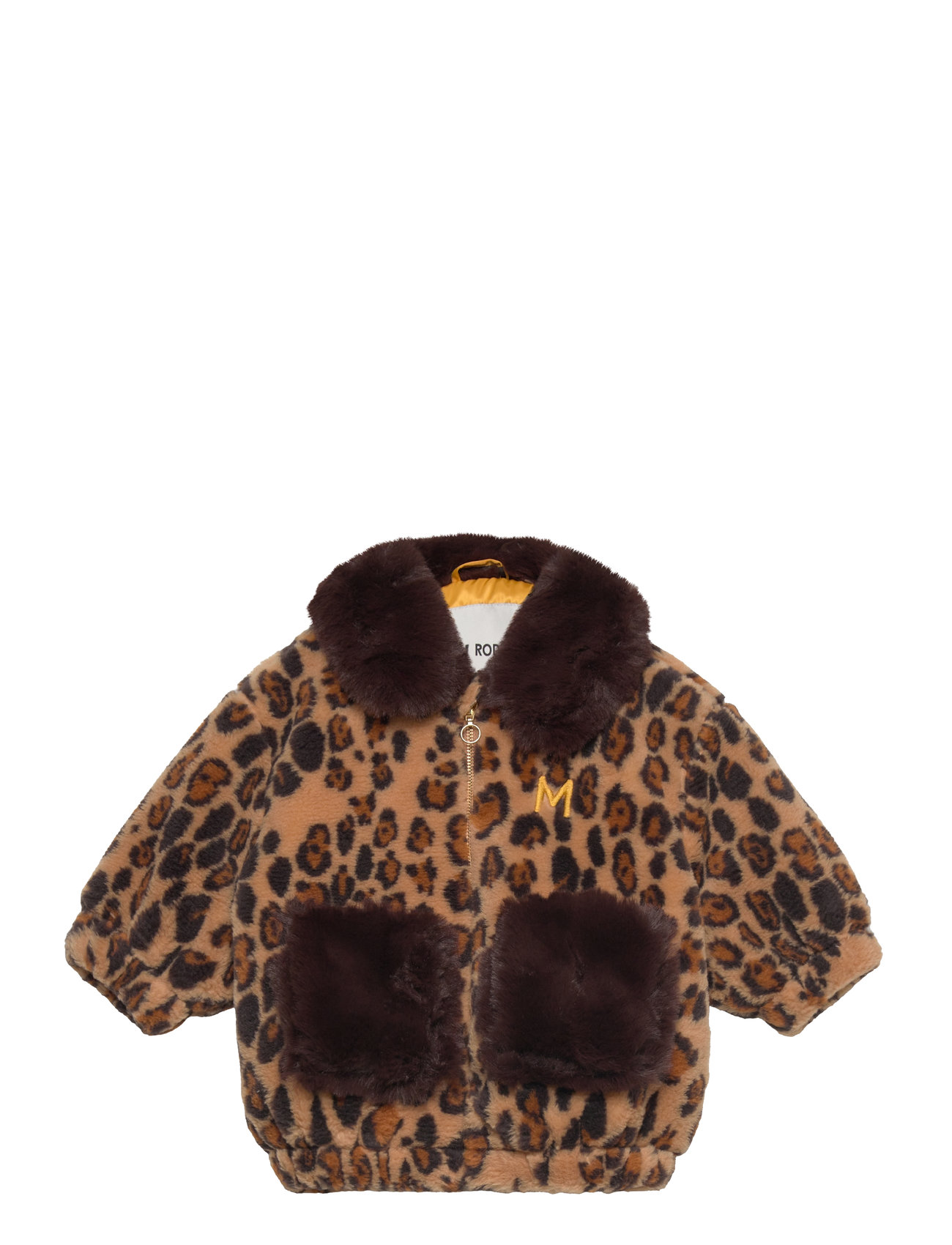 Mini Rodini Leopard Faux Fur Jacket Brun