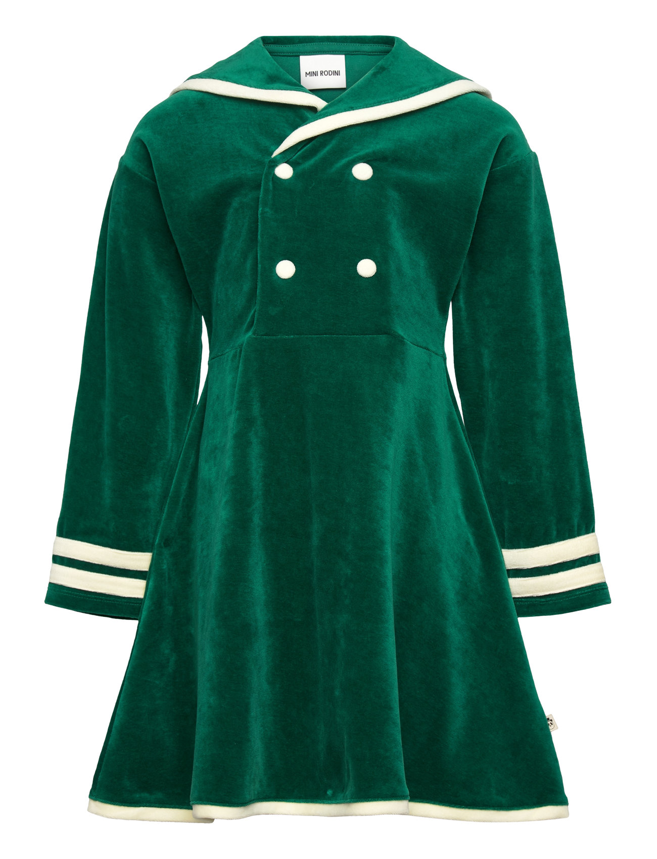 Mini Rodini Sailor Velour Ls Dress Grön