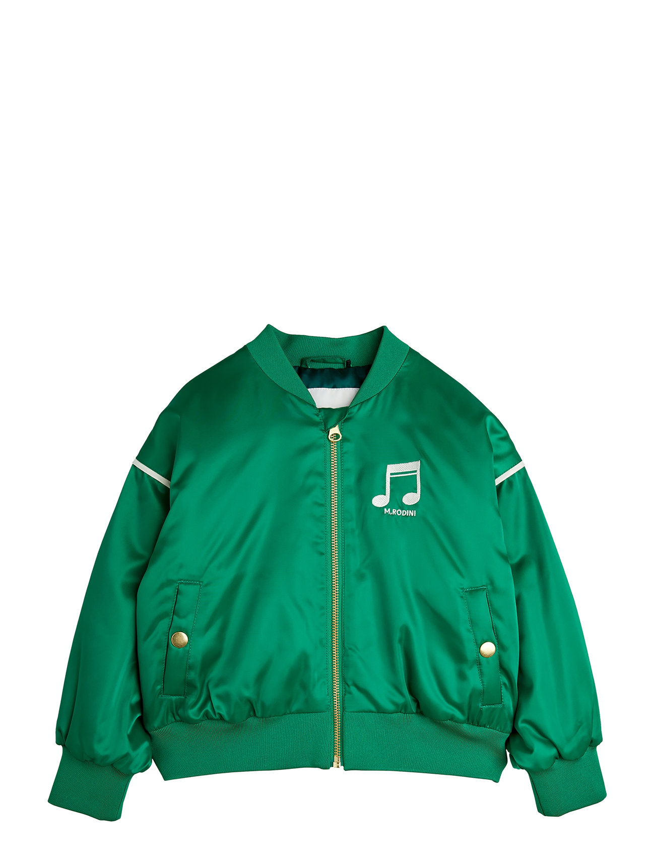 Mini Rodini Note Chenille Satin Baseball Jacket Grön