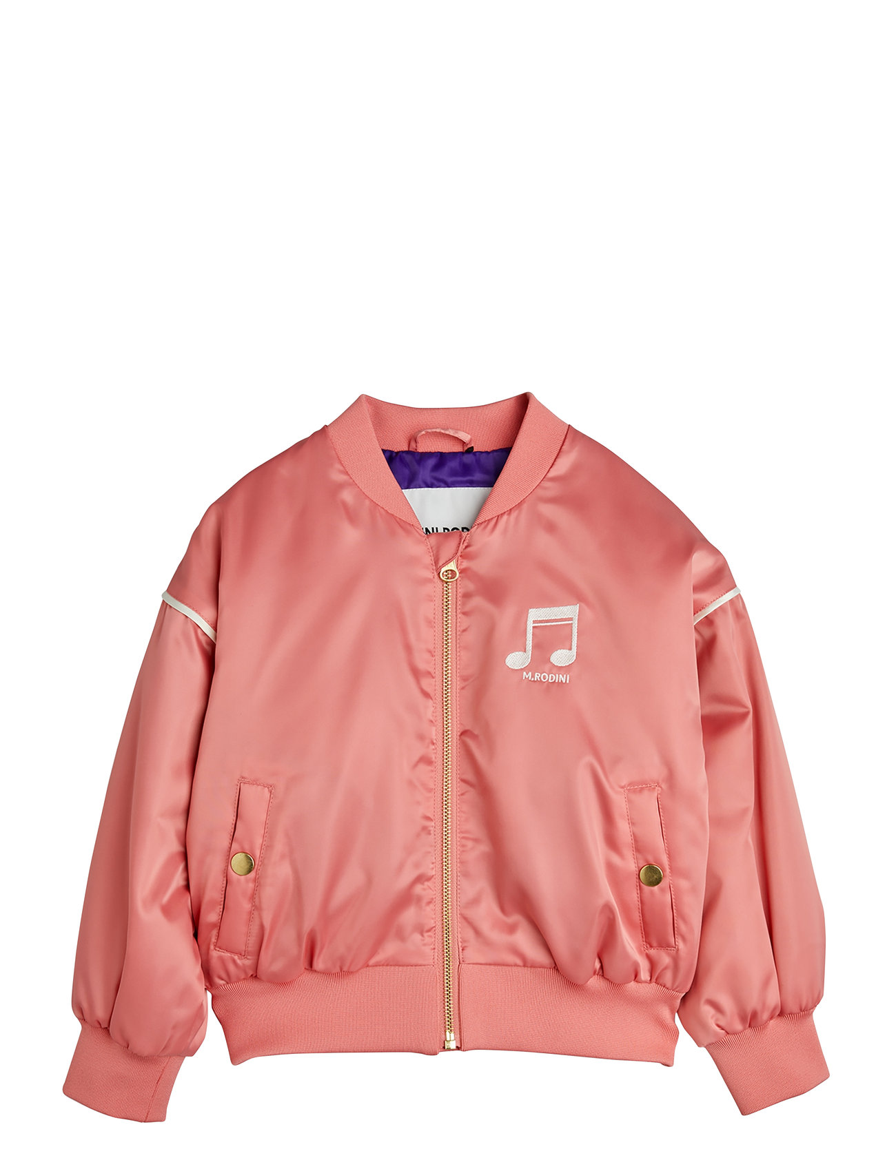 Mini Rodini Note Chenille Satin Baseball Jacket Rosa