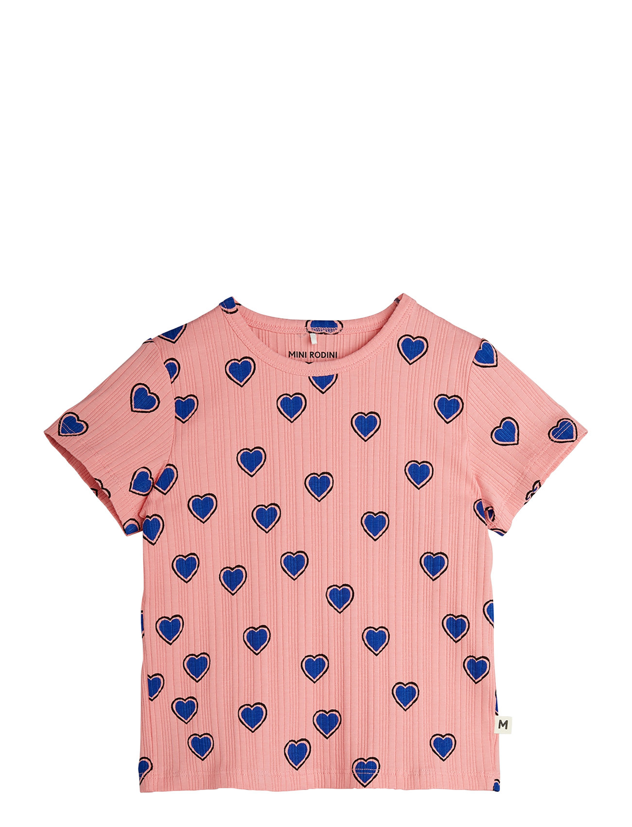 Mini Rodini Outlined Hearts Aop Ss Tee Rosa