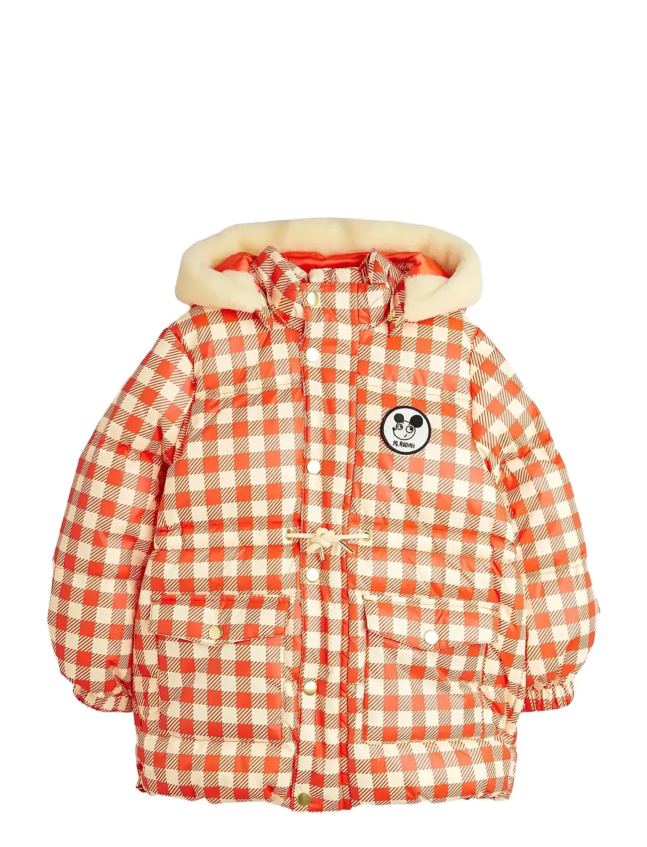 MINI RODINI Ritzratz Patch Gingham Aop Heavy Puffer Orange - 80/86 - Kinder