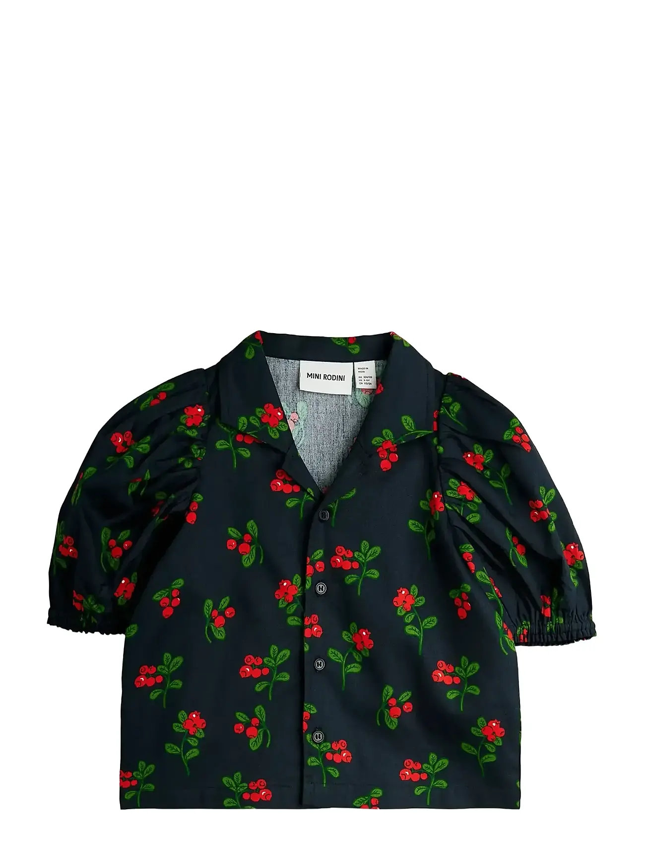 MINI RODINI Lingonberries Aop Woven Bluse Schwarz - 116/122 - Kinder