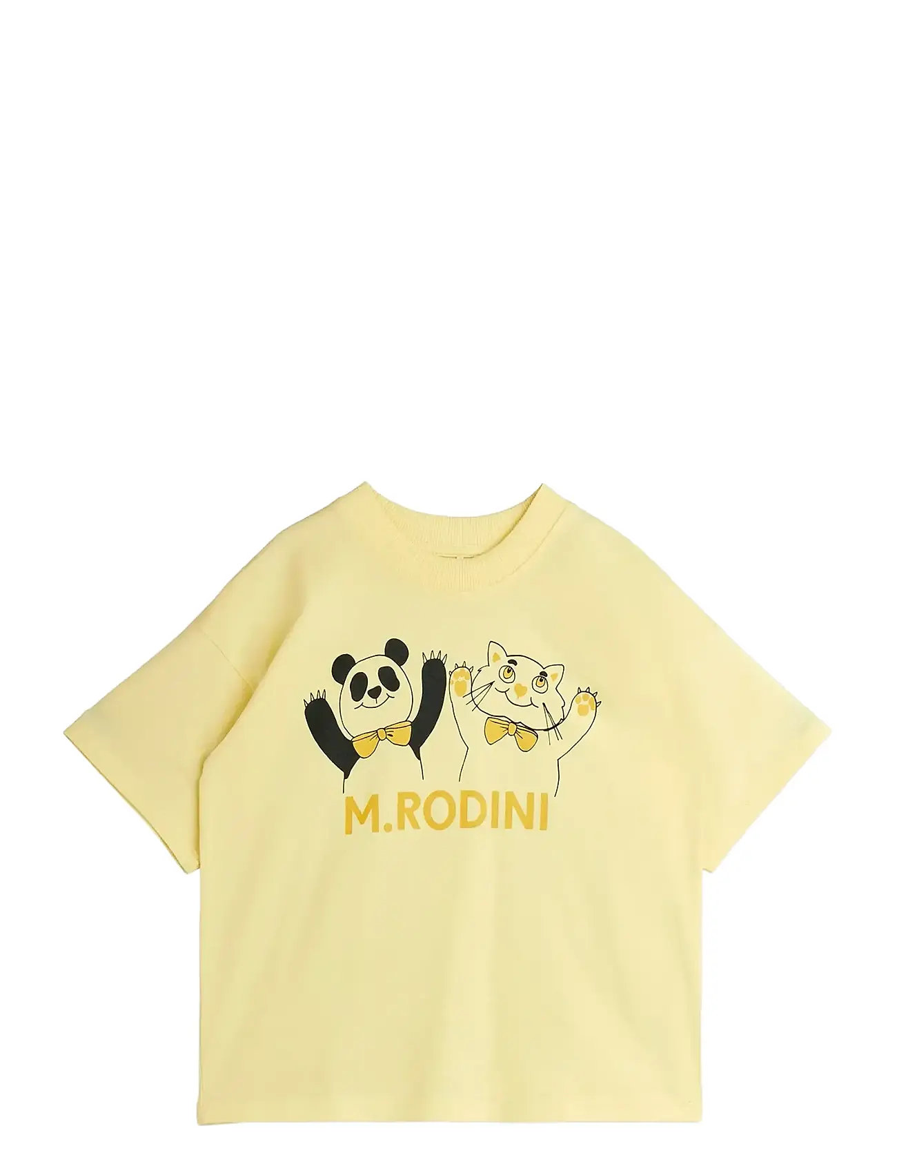 Mini Rodini Panda & Cat Sp Ss Tee, 116/122, Yellow, T-Shirts > Kortærmede, Børn