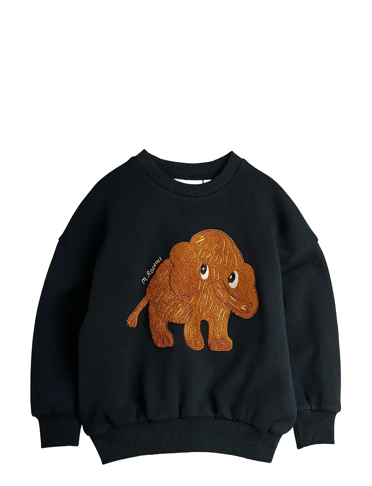 Mini Rodini Mammoth Chenille Sweatshirt, 128/134, Black, Sweatshirts & Hættetrøjer > Sweatshirts, Børn