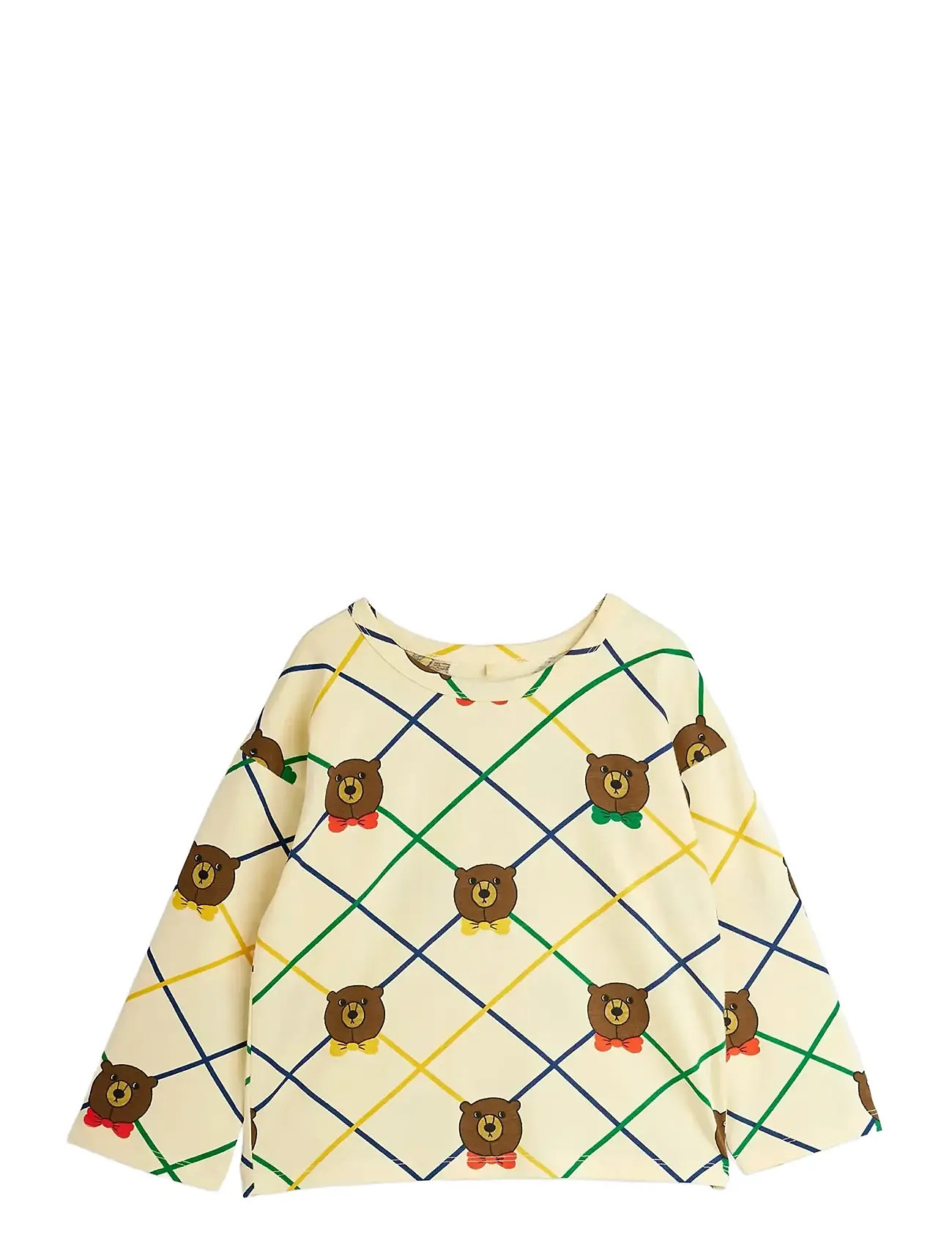 MINI RODINI Bear Check Aop Ls Tee Cream - 140/146 - Kinder