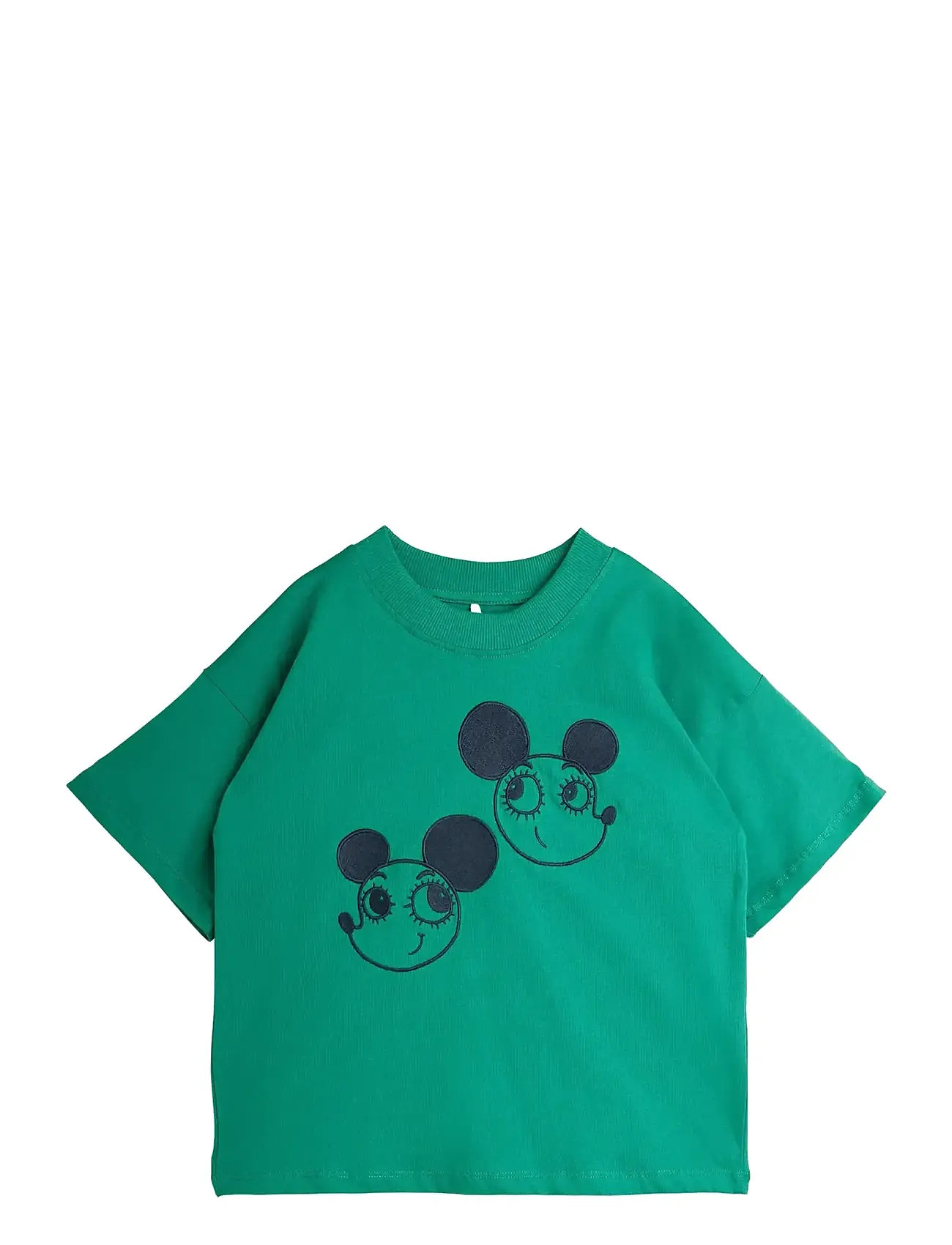 Mini Rodini Ritzratz Emb Ss Tee, 80/86, Green, T-Shirts > Kortærmede, Børn