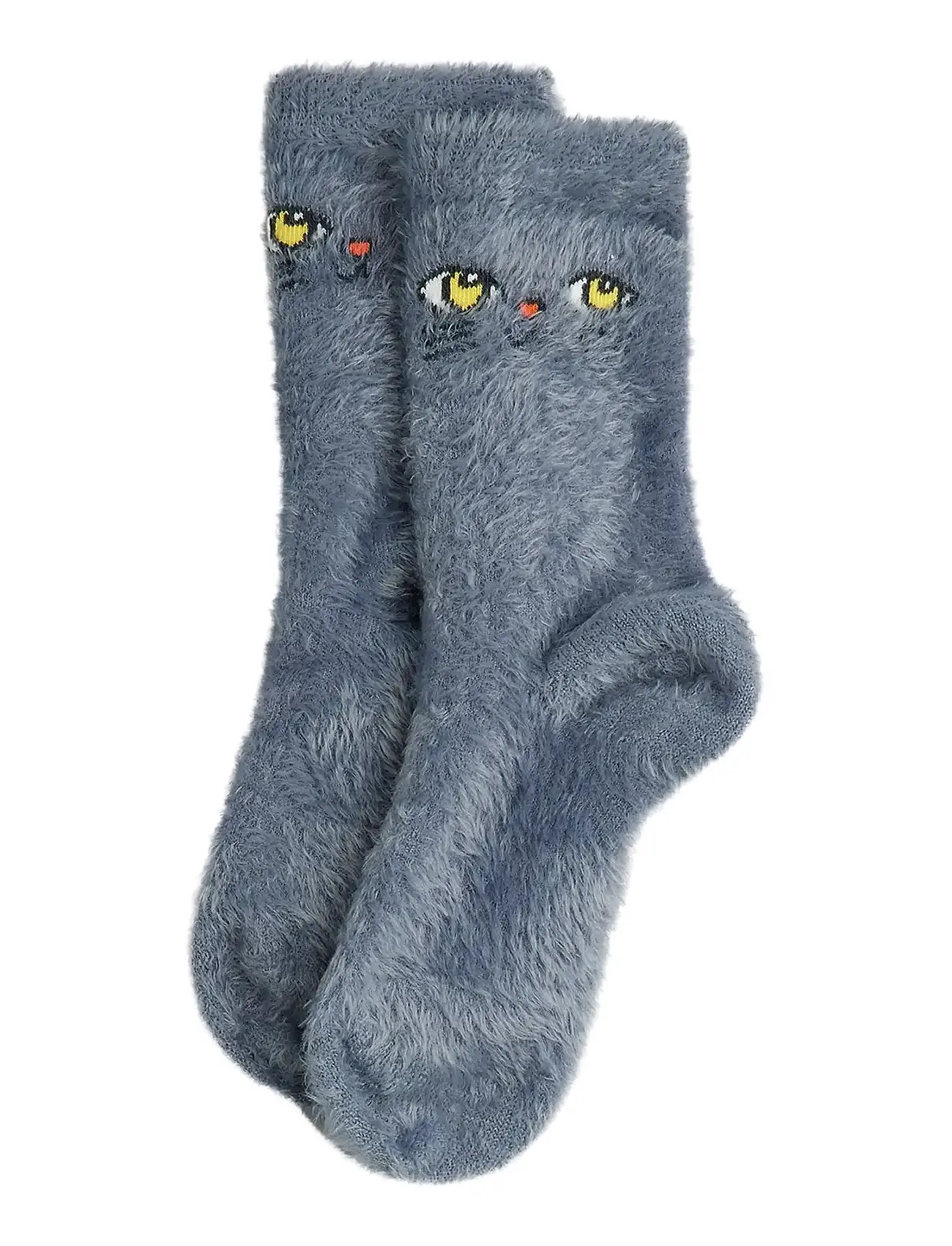 MINI RODINI Cat Face Fluffy Socke Grau - 20/23 - Kinder