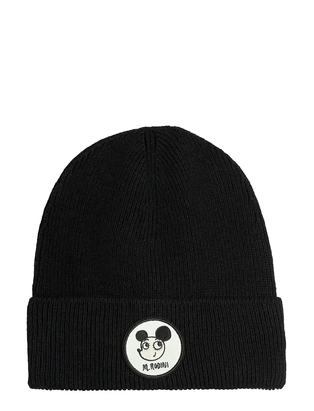 Mini Rodini Ritzratz Patch Wool Blend Beanie, 48/50, Black, Huer > Beanie, Børn