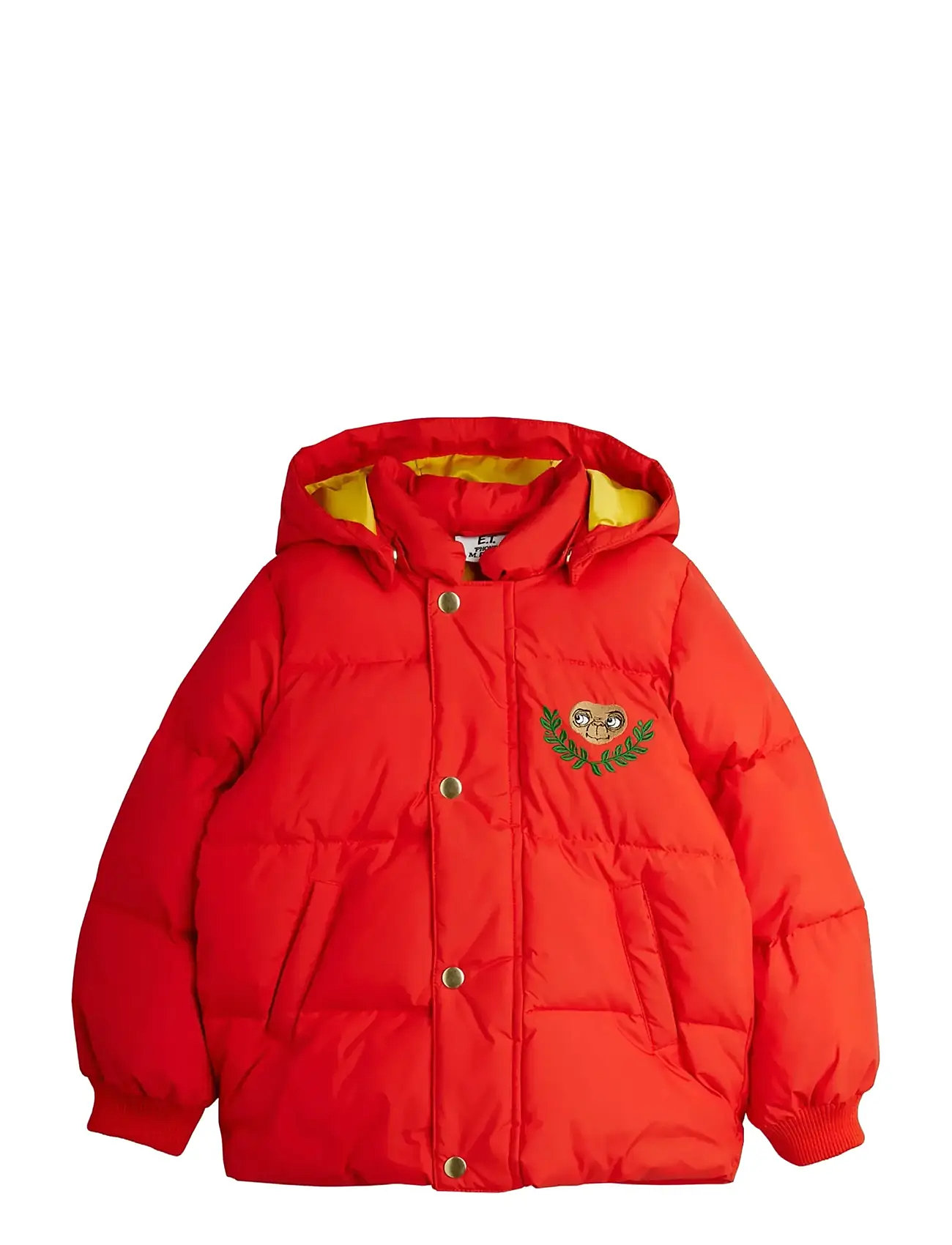 Mini Rodini E.t Emb Hooded Puffer, 104/110, Red, Jakker Og Frakker > Puffer Og Vatterede, Børn