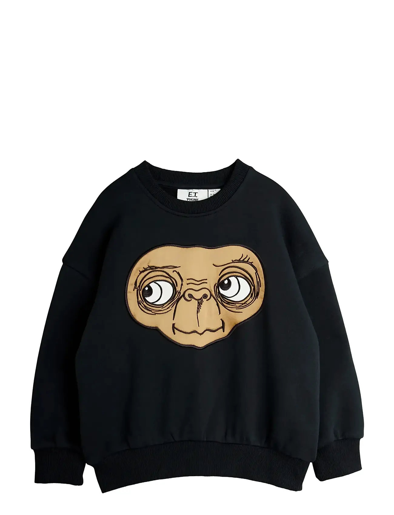 Mini Rodini E.t Application Sweatshirt, 104/110, Black, Sweatshirts & Hættetrøjer > Sweatshirts, Børn
