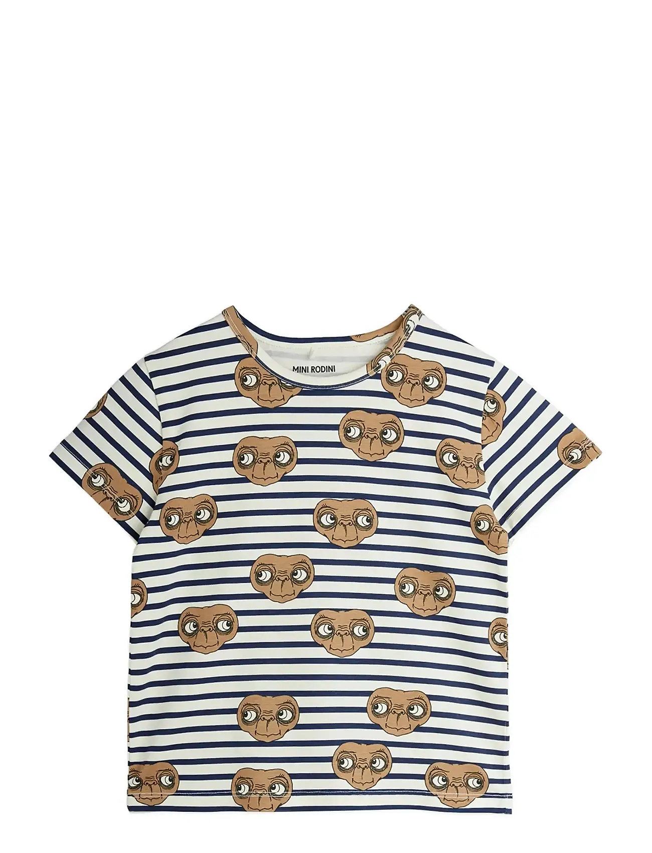 Mini Rodini E.t Stripe Aop Ss Tee, 80/86, Multi/patterned, T-Shirts > Kortærmede, Børn
