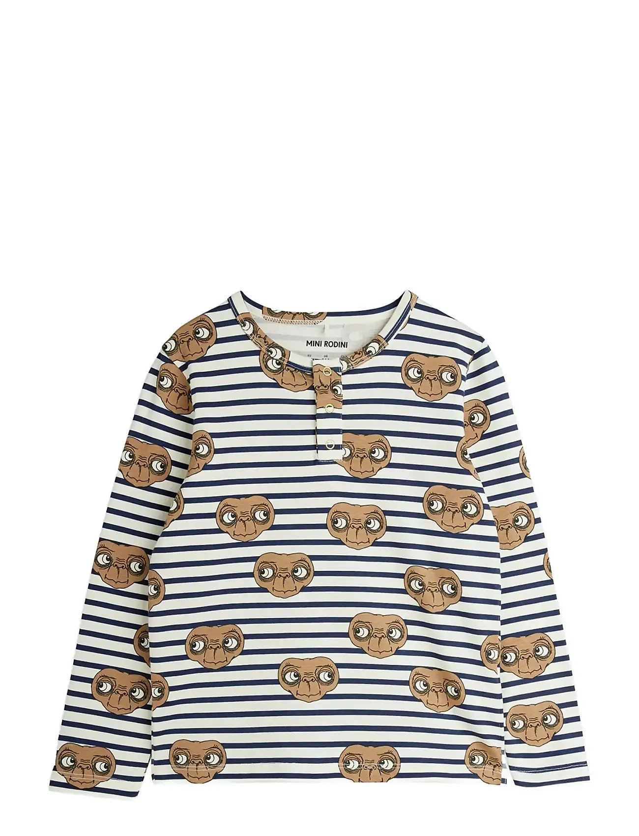 Mini Rodini E.t Stripe Aop Grandpa, 140/146, White, T-Shirts > Langærmede T-shirts, Børn