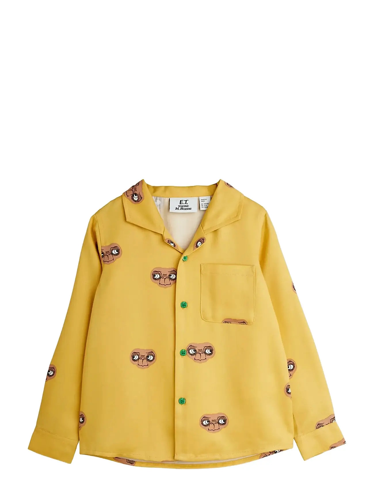 Mini Rodini E.t Aop Woven Ls Shirt, 140/146, Yellow, Skjorter > Langærmede Shirts, Børn