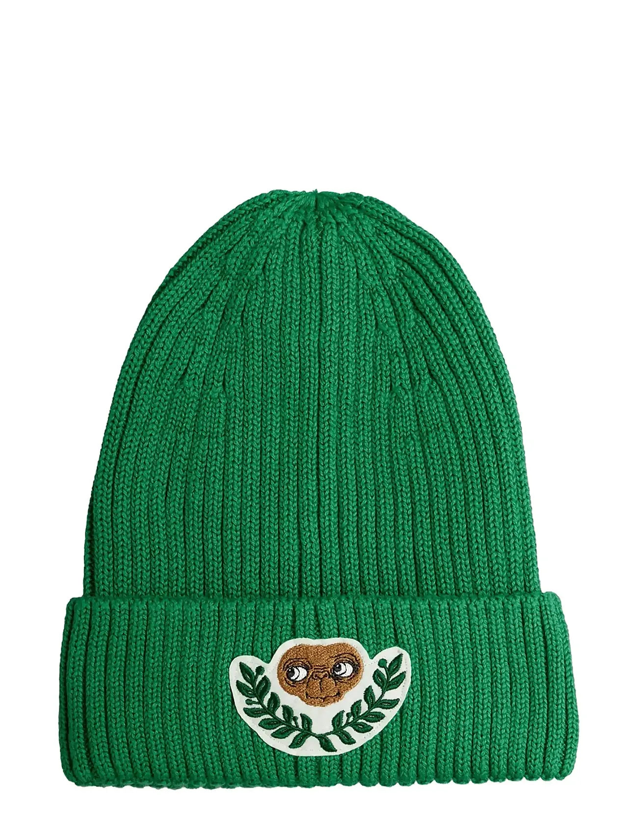 Mini Rodini E.t Patch Knitted Rib Fold Up Hat, 52/54, Green, Huer > Beanie, Børn