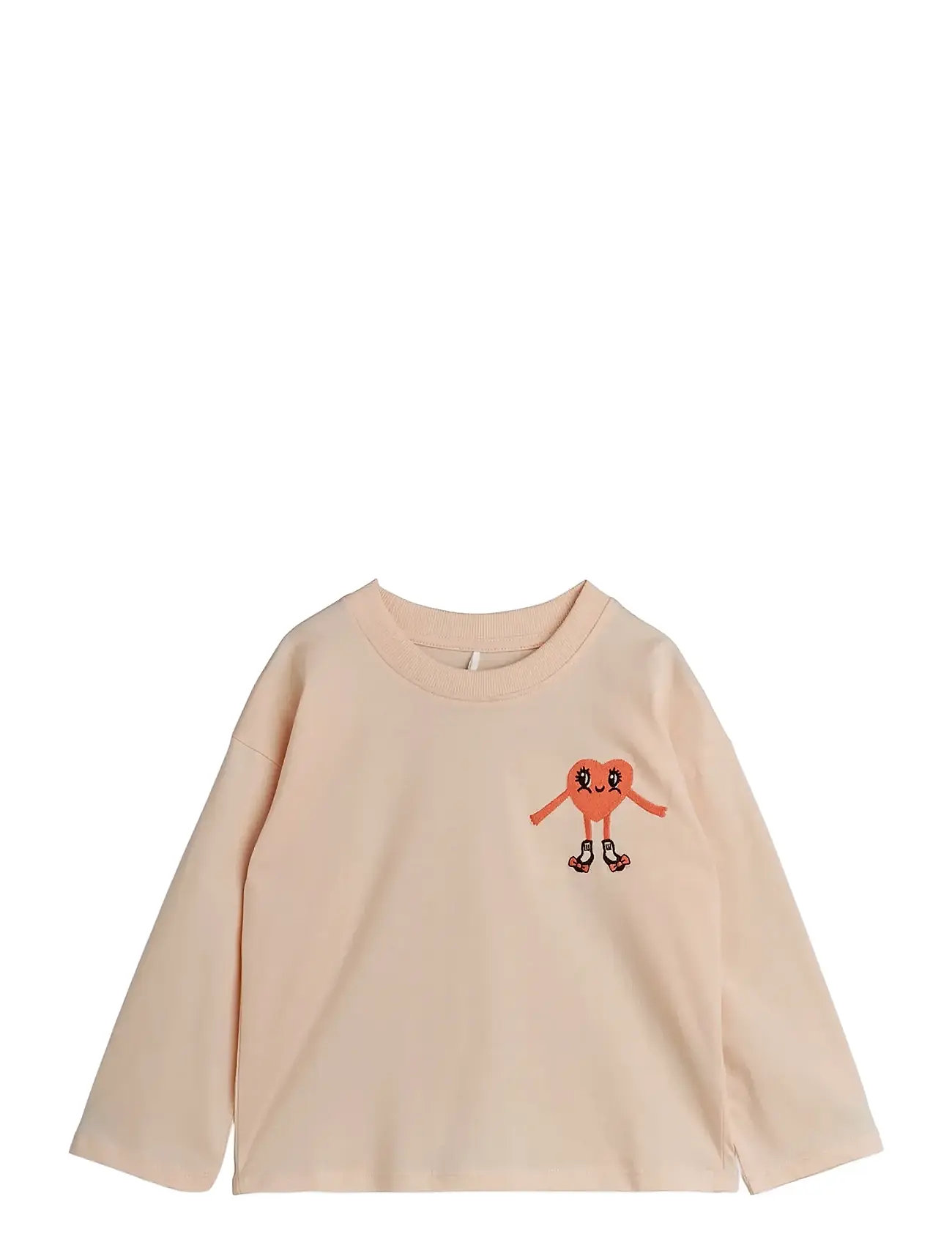 Mini Rodini Heart In Sko Emb Ls Tee, 56/62, Beige, T-Shirts > Langærmede T-shirts, Børn