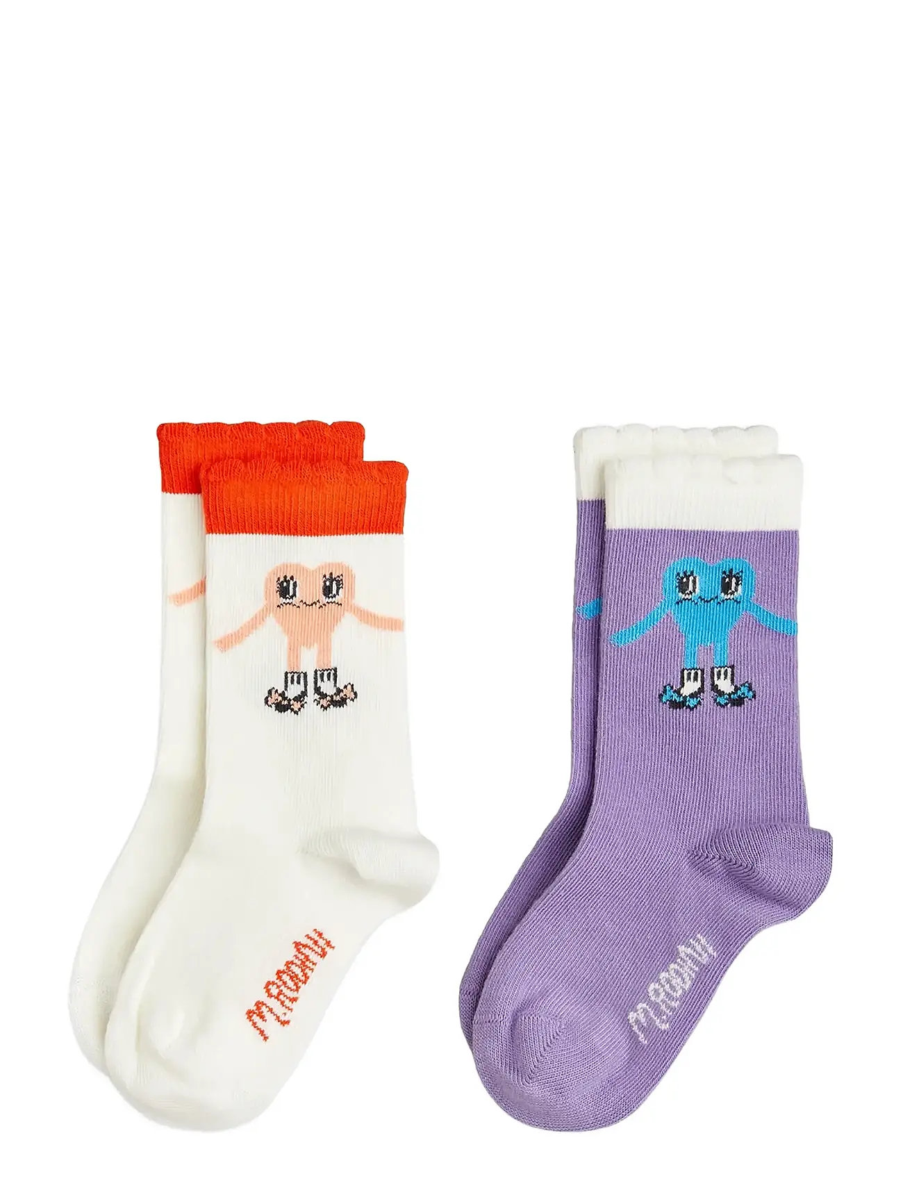 Mini Rodini Heart In Sko 2-Pack Socks, 36/39, White, Sokker & Strømpebukser > Sokker, Børn