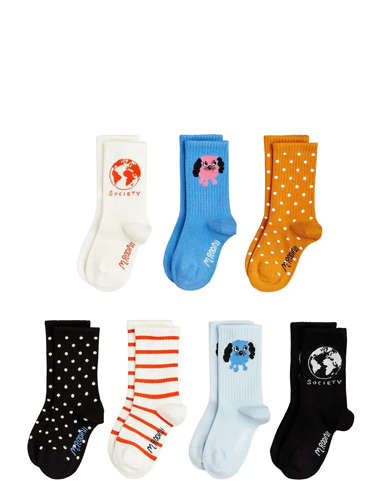 Mini Rodini Doggie 7-Pack Socks, 24/27, White, Sokker & Strømpebukser > Sokker, Børn