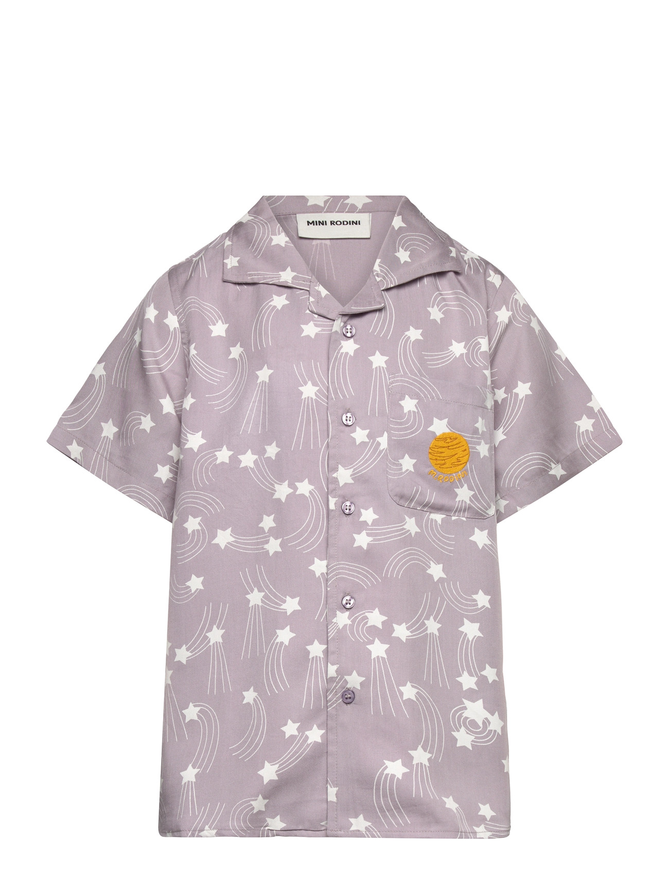 Mini Rodini Starfall Aop Woven Shirt, 140/146, Purple, Skjorter > Kortærmede Shirts, Børn