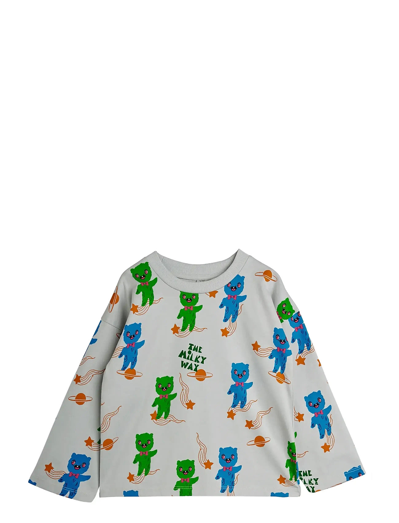 Mini Rodini Aliens Aop Ls Tee, 128/134, Grey, T-Shirts > Langærmede T-shirts, Børn
