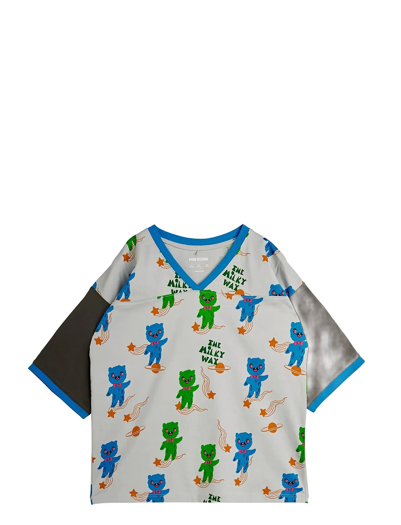 Mini Rodini Aliens Aop Loose Fit Ss Tee, 104/110, Blue, T-Shirts > Kortærmede, Børn