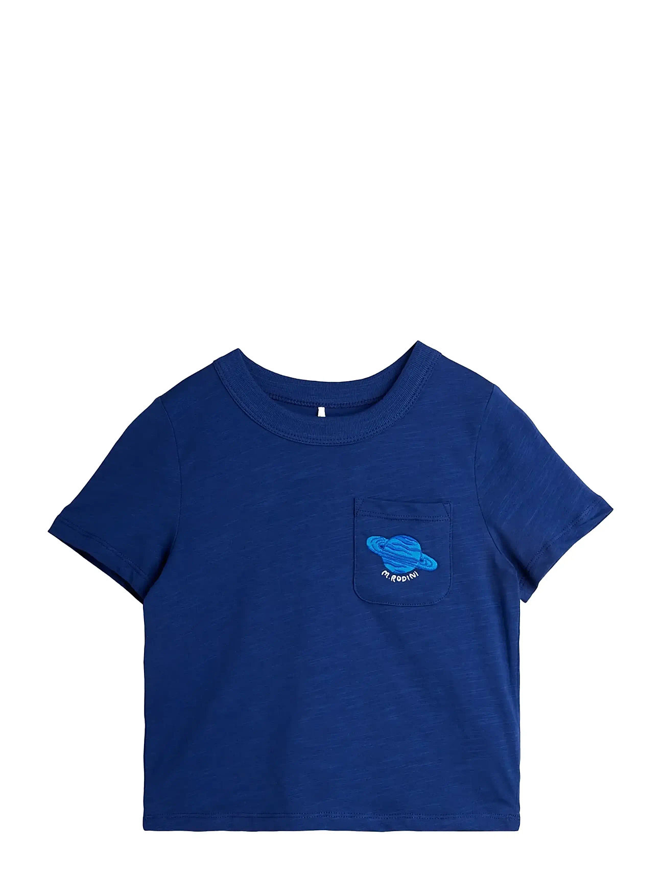 Mini Rodini Planet Emb Ss Tee, 80/86, Blue, T-Shirts > Kortærmede, Børn