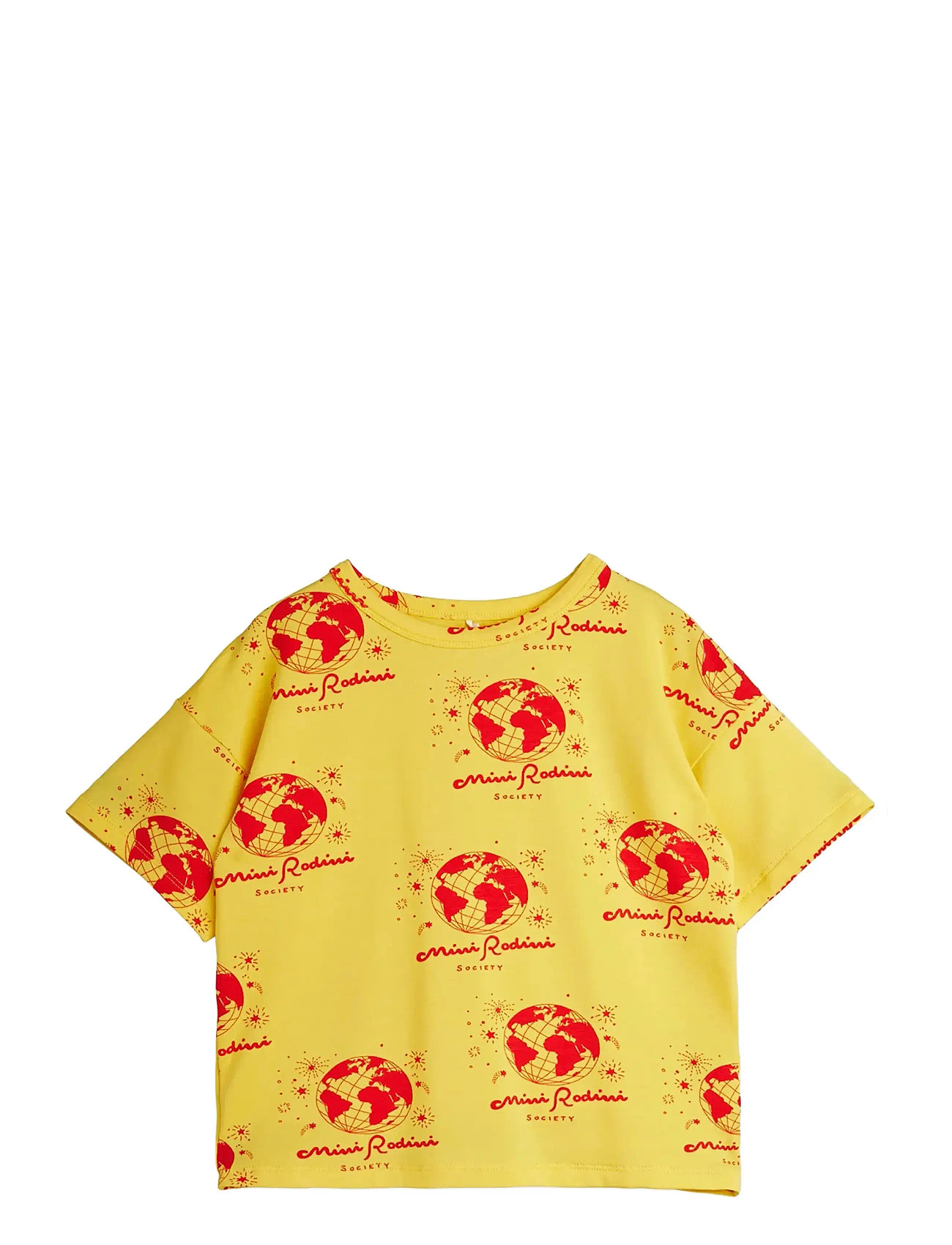 Mini Rodini Society Aop Ss Tee, 92/98, Yellow, T-Shirts > Kortærmede, Børn