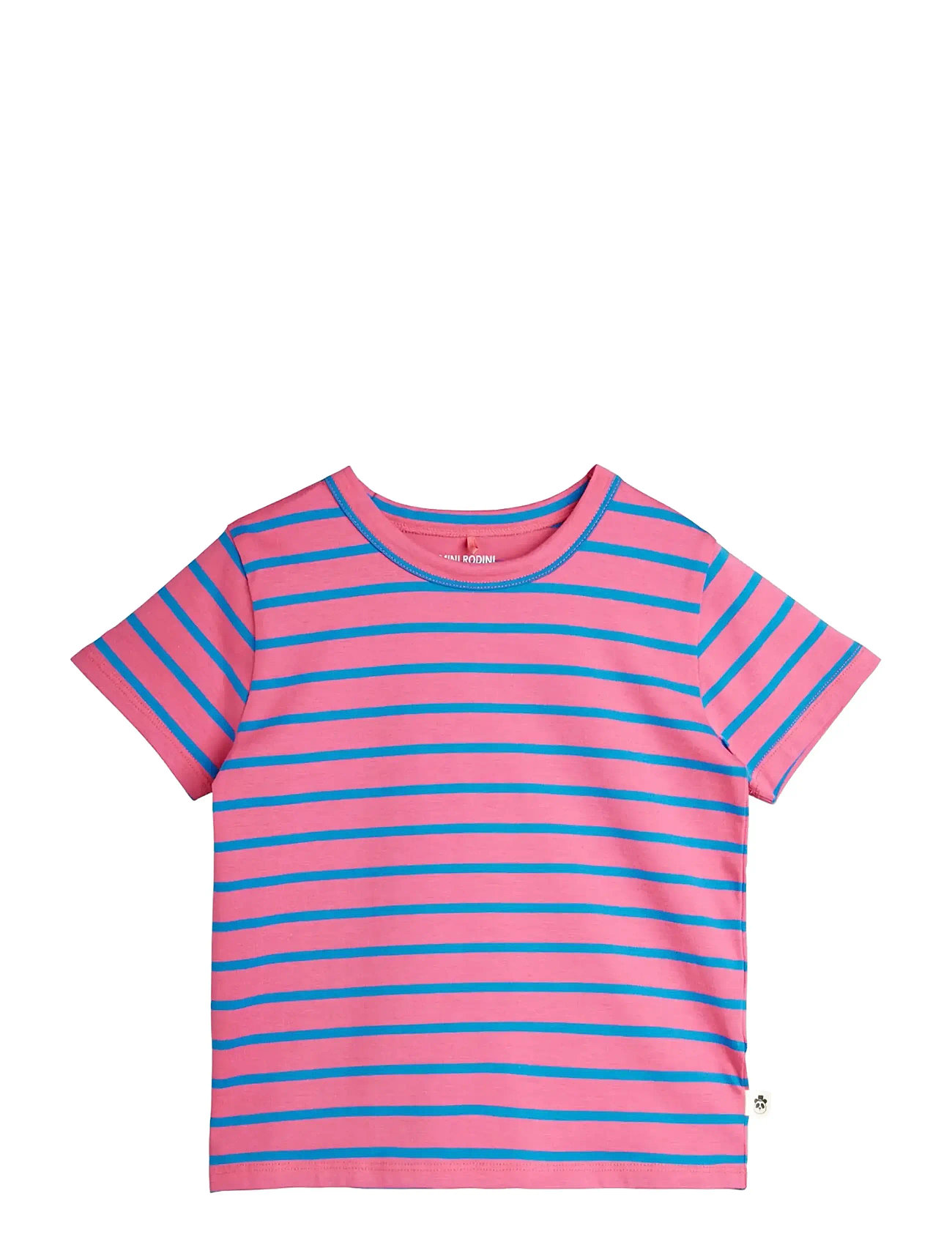 Mini Rodini Stripe Yd Ss Tee, 104/110, Pink, T-Shirts > Kortærmede, Børn