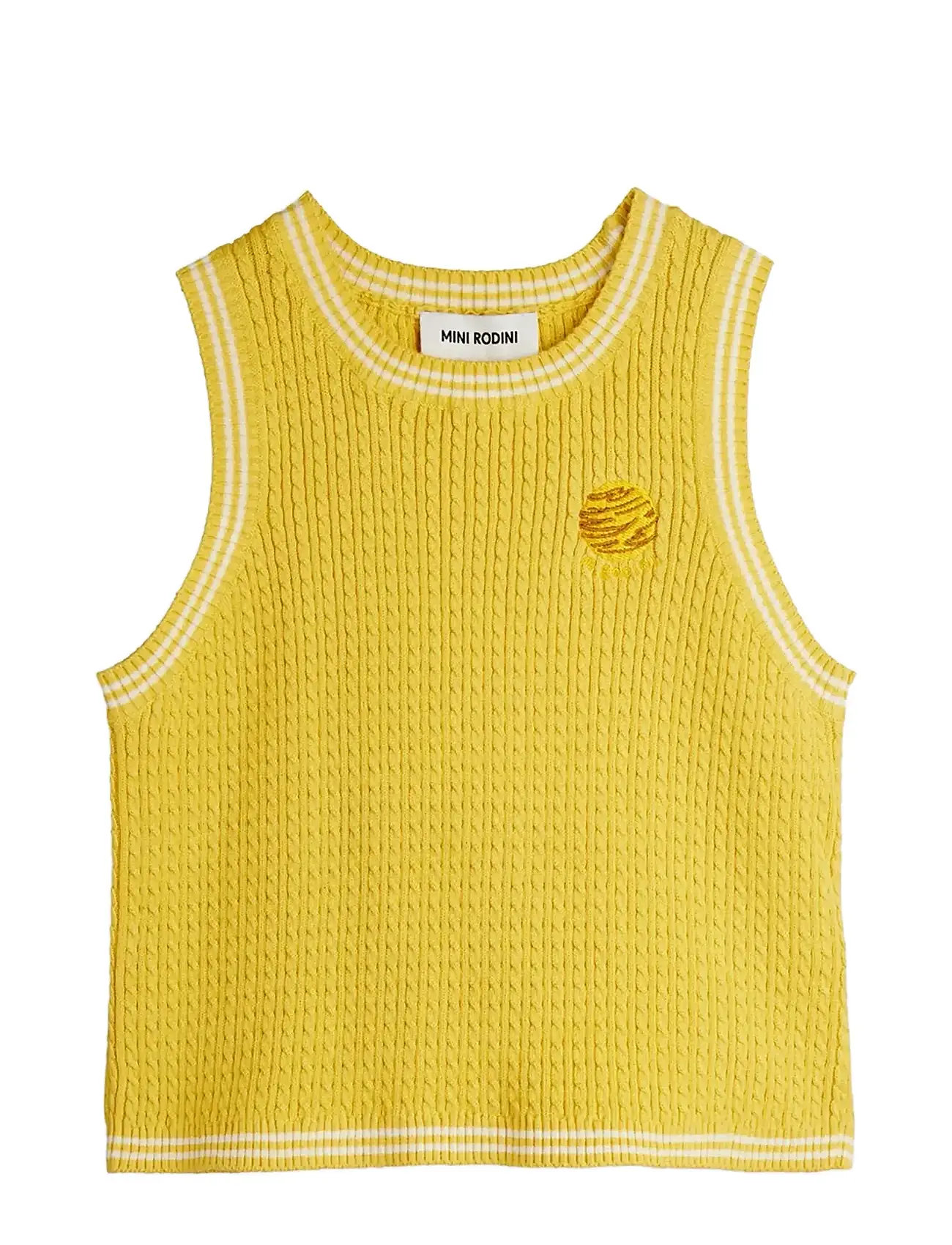 Mini Rodini Cable Knit Tank, 104/110, Yellow, T-Shirts > Uden Ærmer, Børn
